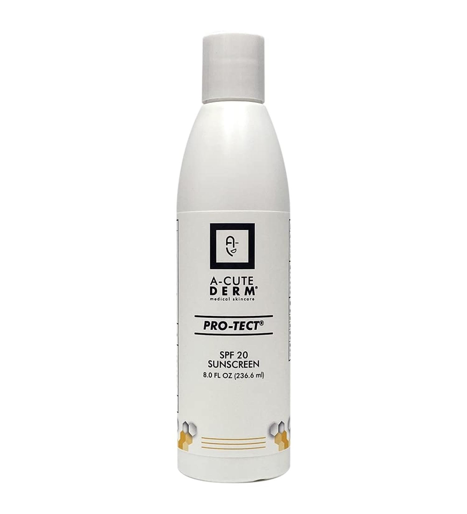 A-Cute Derm Pro-Tect SPF 20 Sunscreen Moisturize the Skin Protects Against Harmful Effects of UVA & UVB Rays Prevent Premature Aging and Wrinkling of the Skin (8.0 oz)