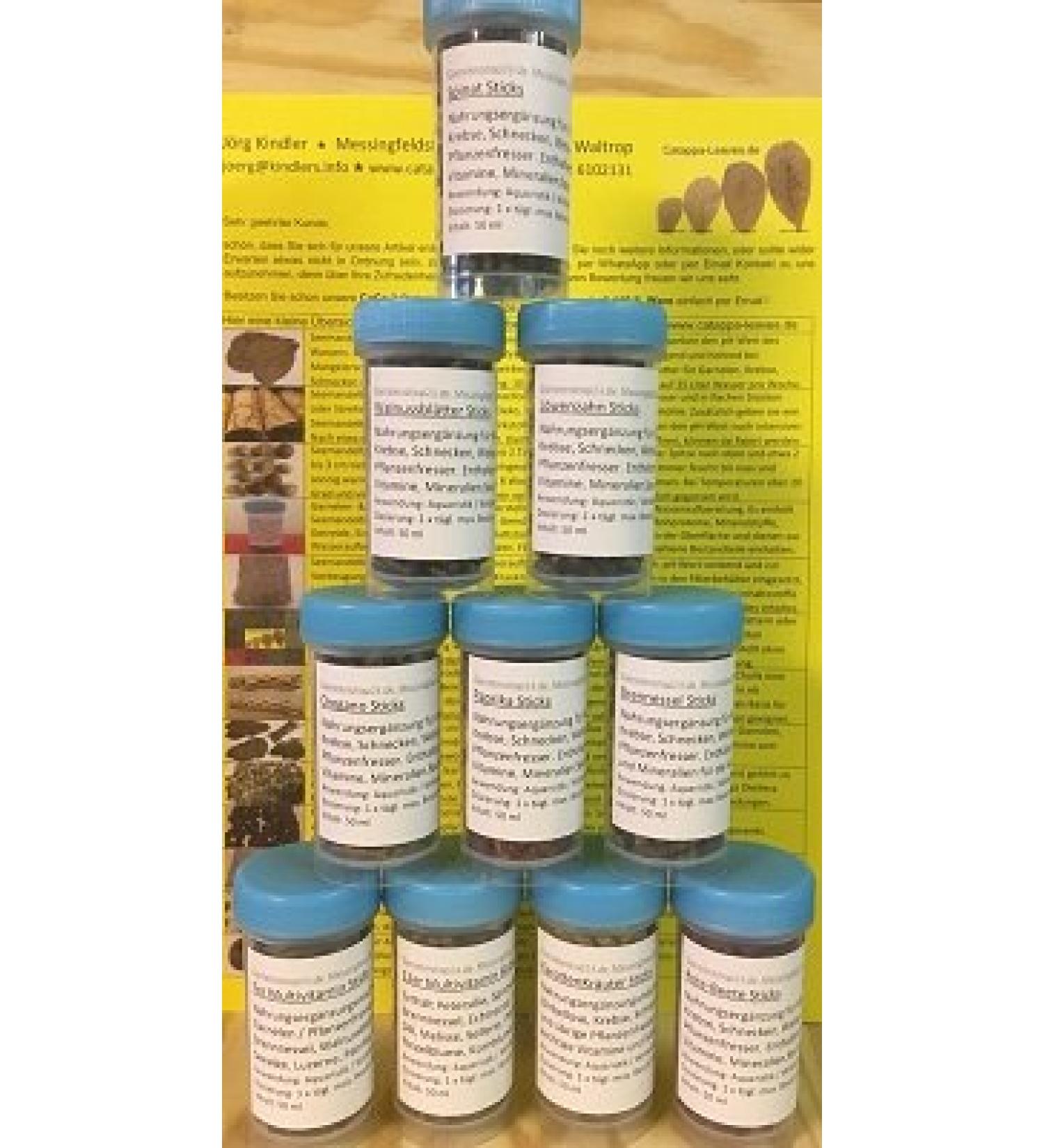 catappa-leaves 100ml Food Sticks (Carrot Herbs) in a handy screw top tin - Shrimp and Fish Food.