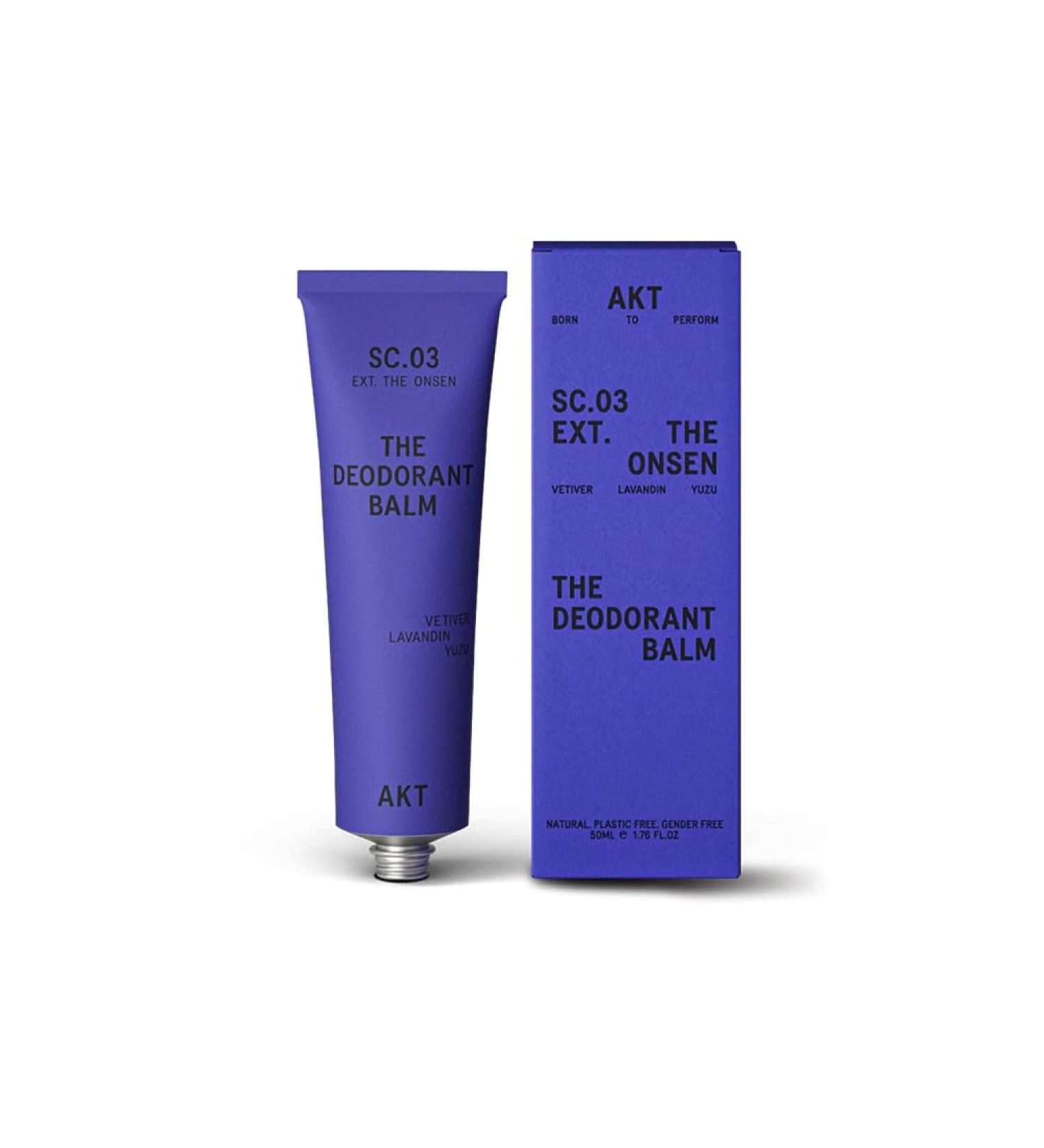 AKT THE DEODORANT BALM. Award winning multi-use natural deodorant. Plastic Free. Gender Free. Aluminium Free. 100% effective 1 tube lasts up to 3 months. SC.03 THE ONSEN. 1.7 Ounce SC.03 THE ONSEN: Vetiver Lavandin Yuzu - Buy Online on GoSupps.com