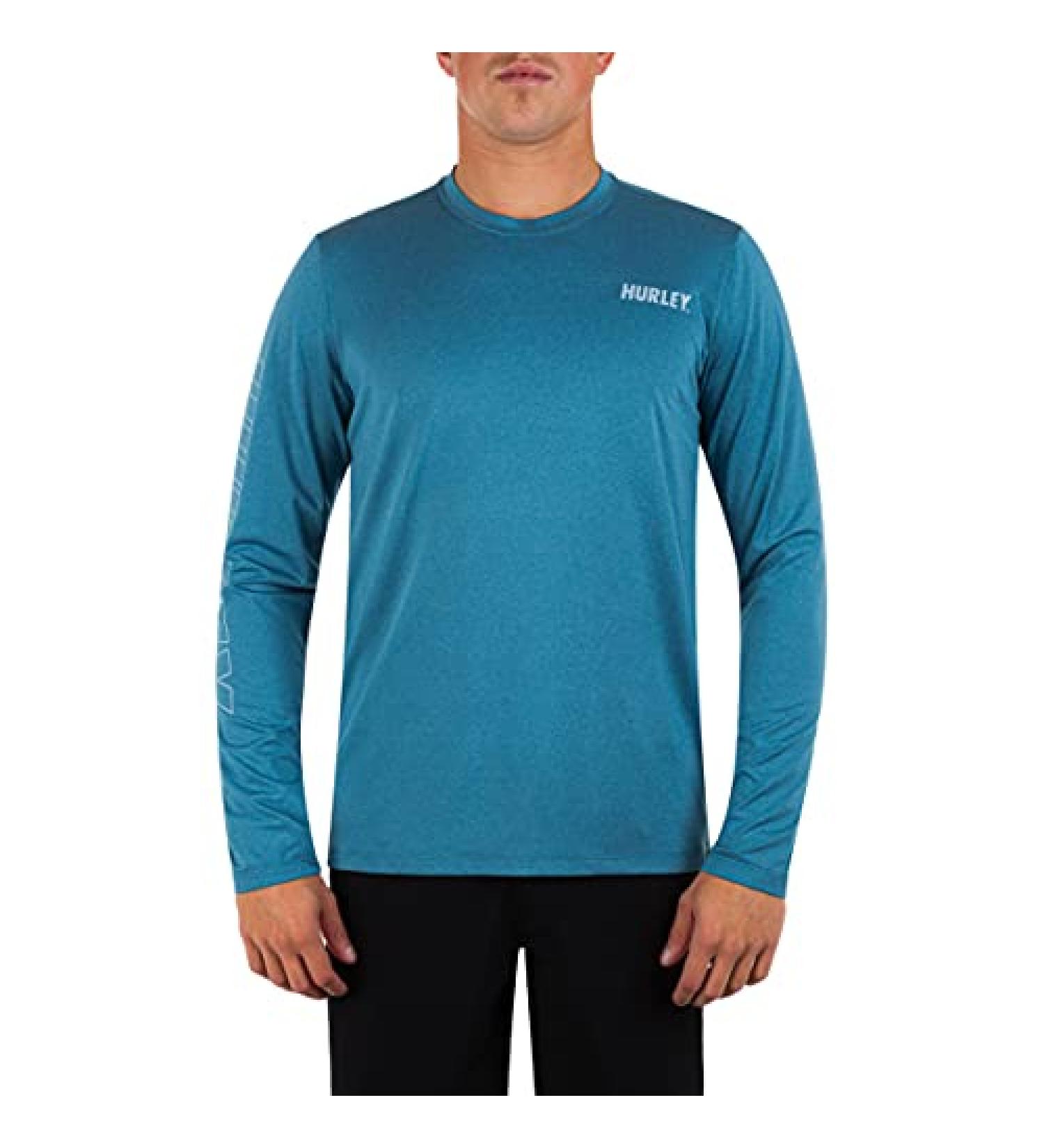 Hurley Men's H2O-Dri Hybrid UPF Long Sleeve Shirt in Small Rift Blue - Buy Online on GoSupps.com