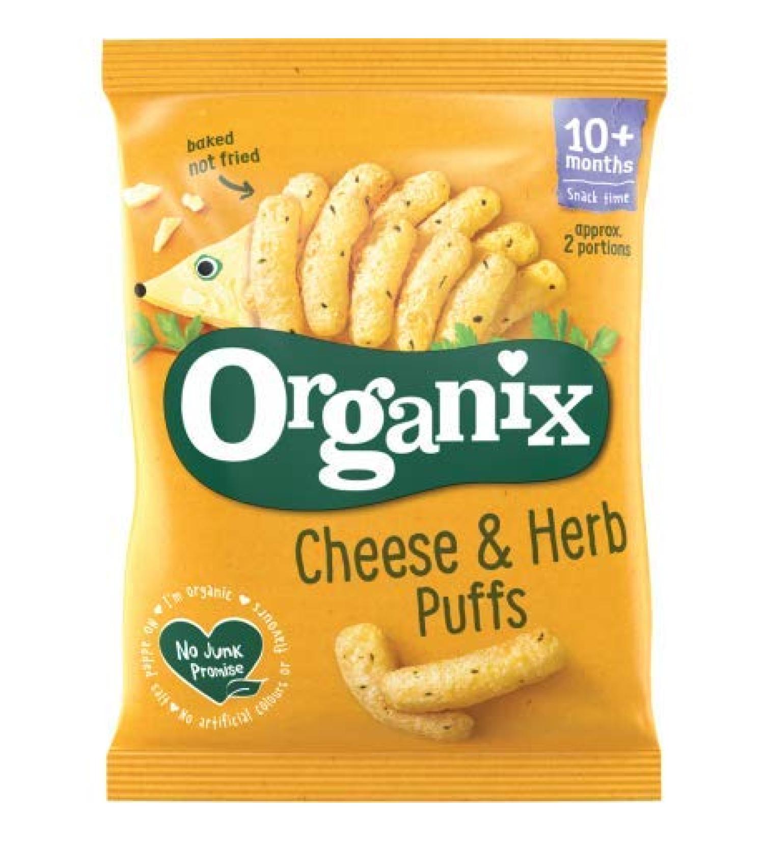 Organix Goodies Organic Puffs - Cheese & Herb 12mth+ (4x15g) - Pack of 6