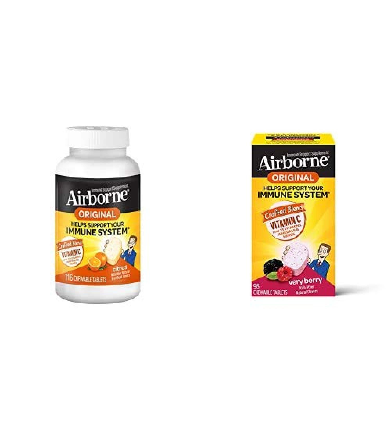 Vitamin C 1000mg (per serving) - Airborne Citrus Chewable Tablets w/ Vitamin C 1000mg - Airborne Very