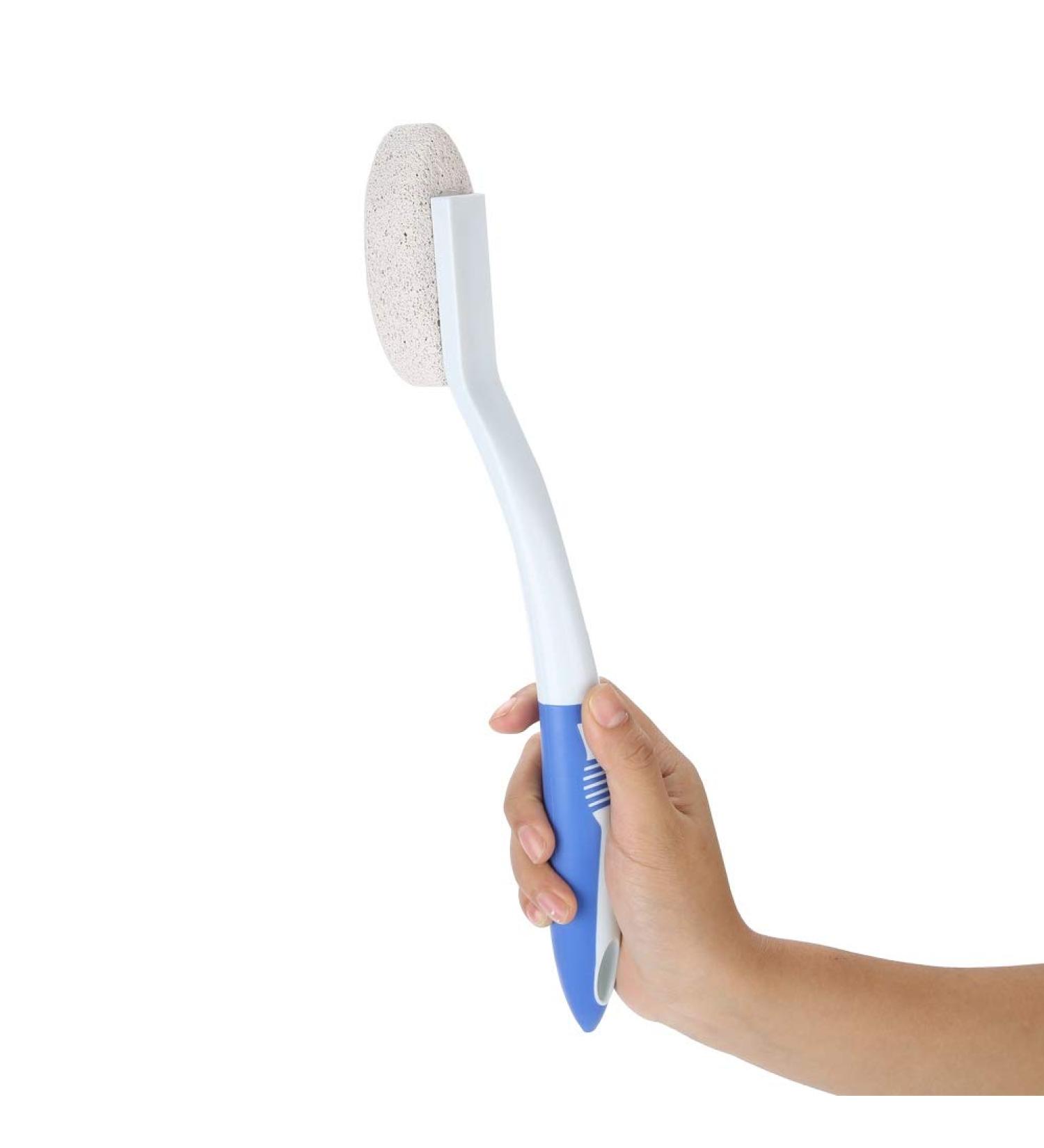 Toe and Foot Towel Brush with Pumice Stone Reusable Drying for Cleaning Between Toes Soft Skin Exfoliation Long Handle for Seniors Adults Kids - Buy Online on GoSupps.com