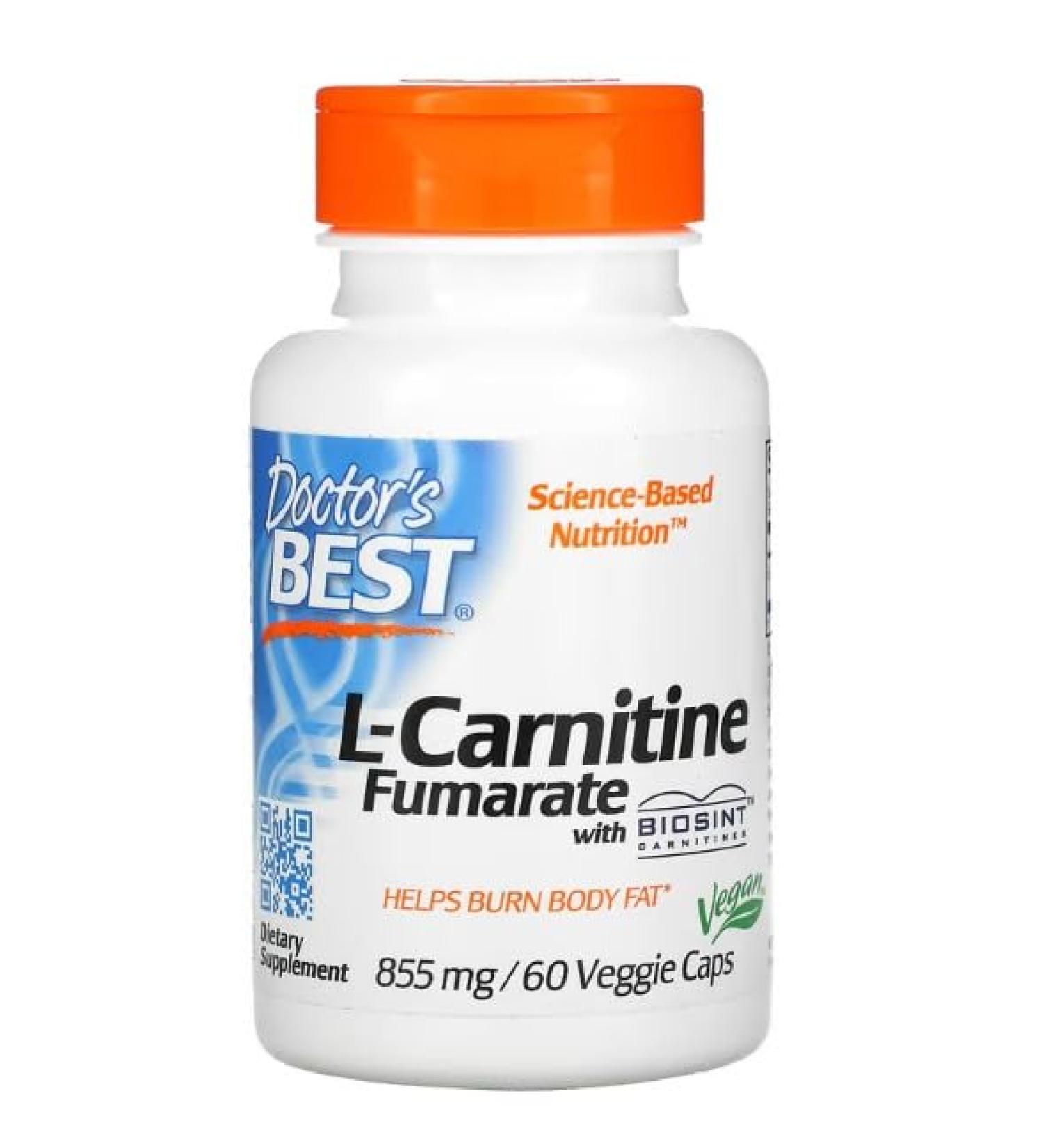 Doctor's Best L-Carnitine Fumarate 855mg - 60 Vegetable Capsules - Support for Energy and Vitality - Buy Online on GoSupps.com