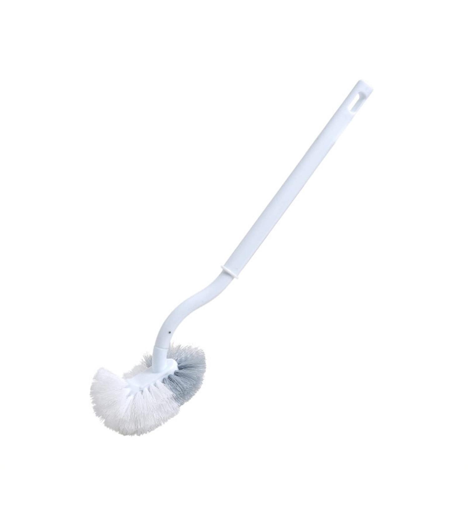 Toilet Bowl Brush and Holder Corner Cleaning Brushes Double Side Curved Plastic Brush Toilet Bathroom Long Handle Cleaning Supplies - Buy Online on GoSupps.com