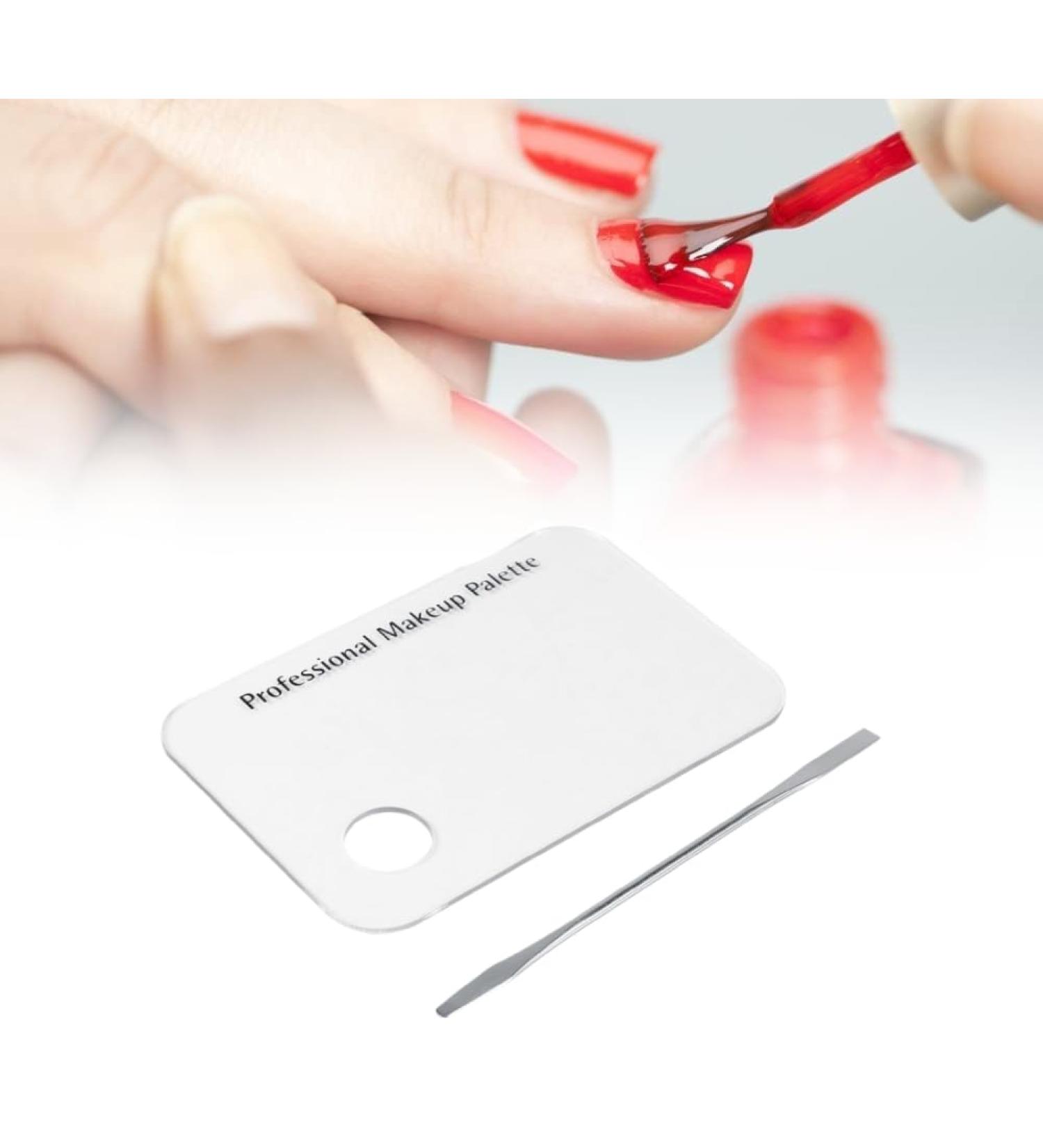 Mix-palette make-up pallet spatula clear acrylic make-up nail art cosmetic mixing palette & stainless mixing palette with spatula mixing blending tool set