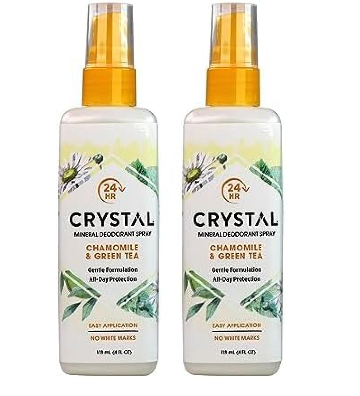 Crystal Mineral Deodorant Spray Chamomile & Green Tea All Over Body Deodorant 4.0 Oz (Pack of 2) Chamomile + Green Tea 3.99 Fl Oz (Pack of 2) - Buy Online on GoSupps.com