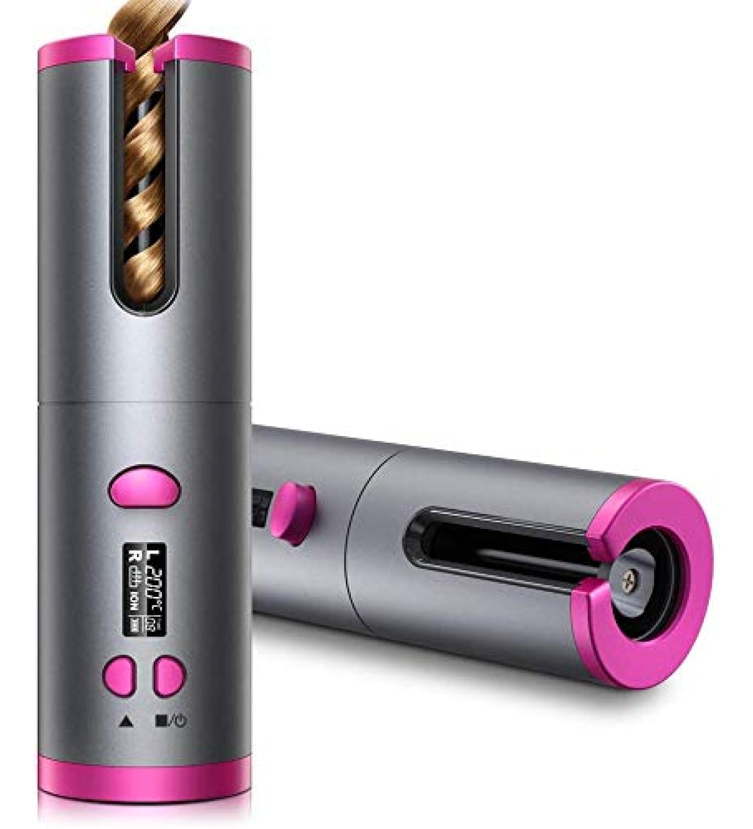 Cordless Hair Curler | Automatic Curling Iron with LCD Display & Timer | USB Rechargeable | 6 Temp Settings | Ideal for Travel - Buy Online on GoSupps.com