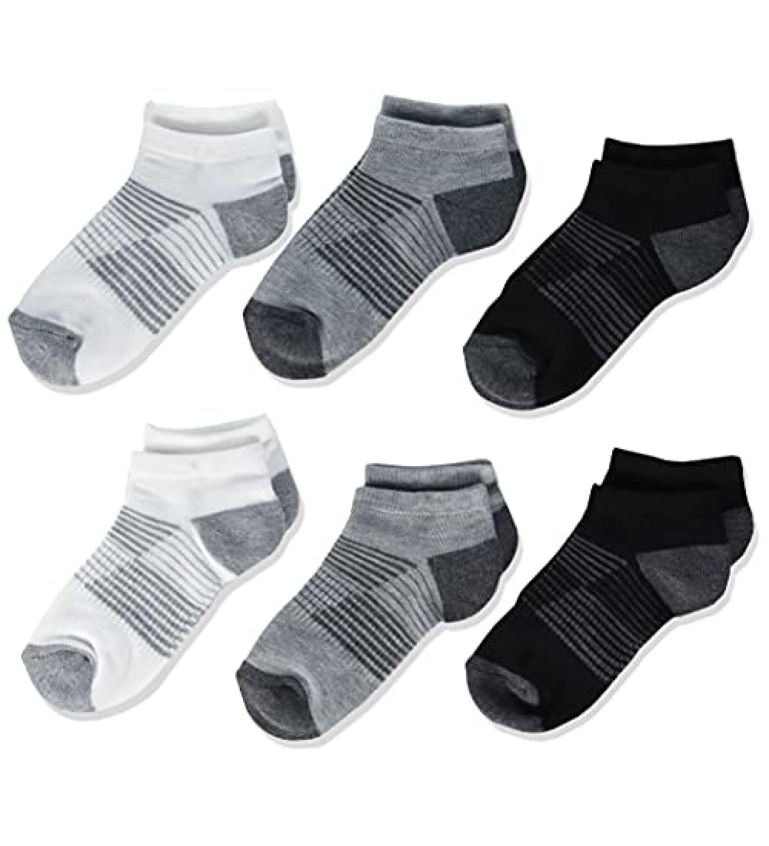 Amazon Essentials Kids' Cushioned Athletic Low Cut Socks - 6 Pairs (Large, Black/White/Grey) - Buy Online on GoSupps.com