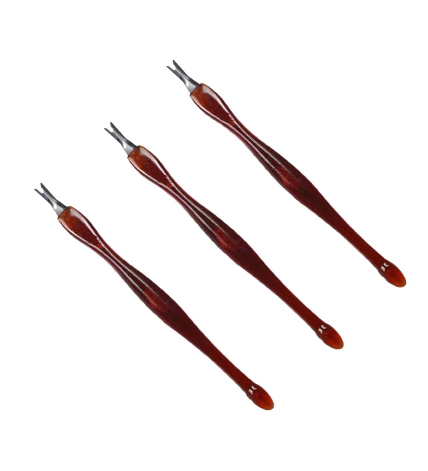 3 Pcs Cuticle Trimmer & Remover Set | Nail Cuticle Pusher & Cleaner Tool - Brown - Buy Online on GoSupps.com