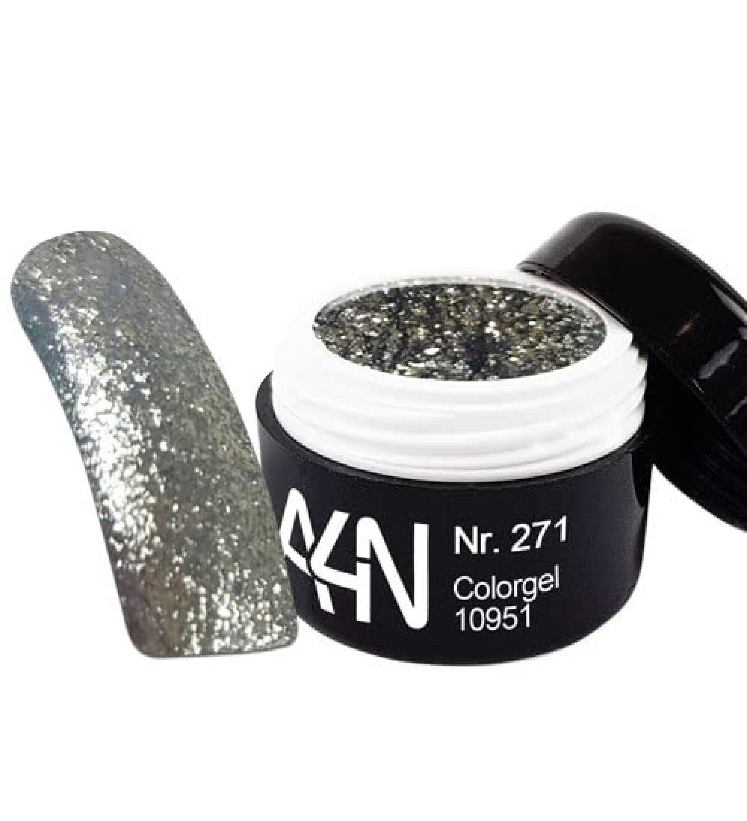 UV-LED Colorgel Chrome Glam Colors Deluxe with chrome pigments sparkles and glitters extremely 5ml (Silver) Silver 271