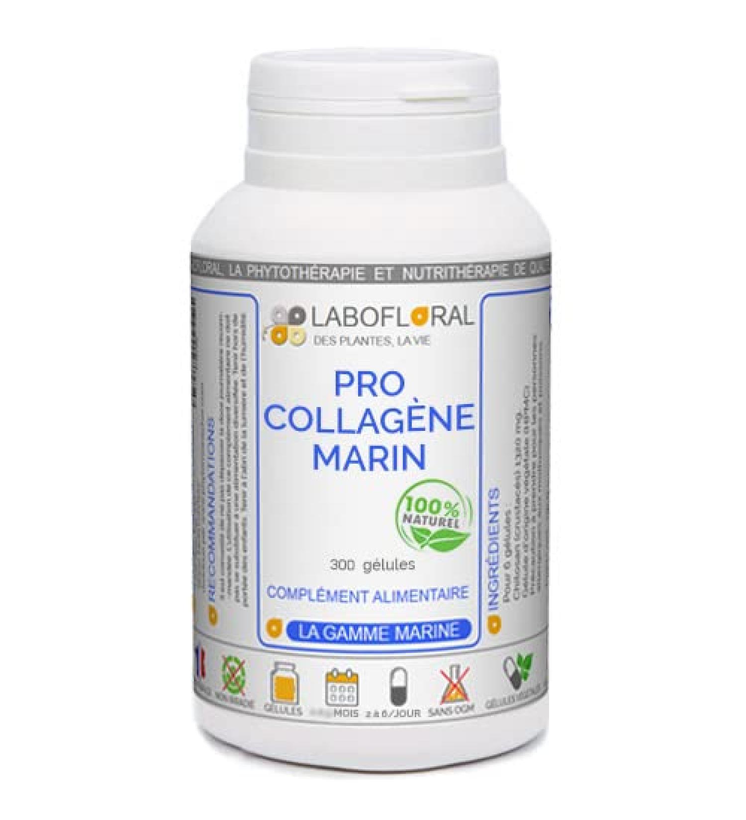 Pro Marine Collagen Labofloral 300 Capsules with a Strength of 300 mg – Food Supplement – ??Joints Skin Beauty – Made in France