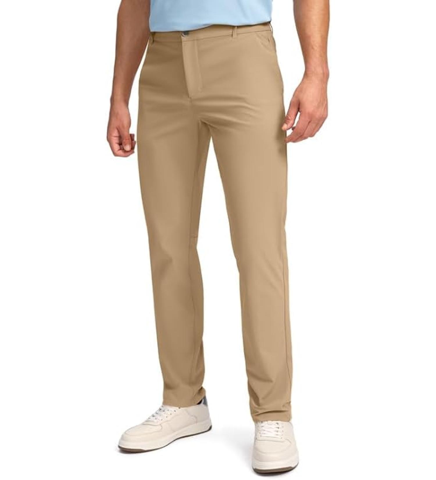 Obla Men's Golf Pants - Slim Fit Stretch Lightweight with 5 Pockets Casual Travel Dress Work Pants for Men 36W x 32L Khaki - Buy Online on GoSupps.com