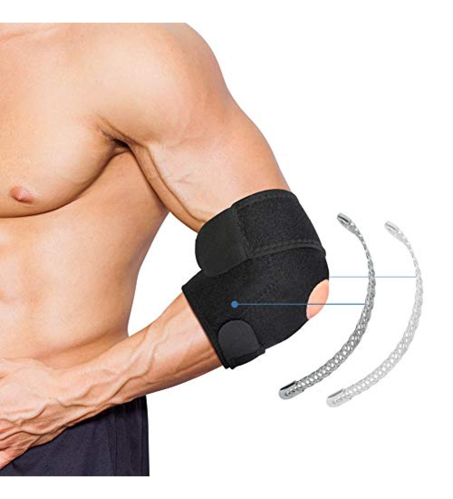 Breathable Tennis Elbow Brace with Dual-Spring Stabilizer | Strong Hook & Loop Straps for Arthritis Pain, Golfers, Gym Elbow | Black - Buy Online on GoSupps.com