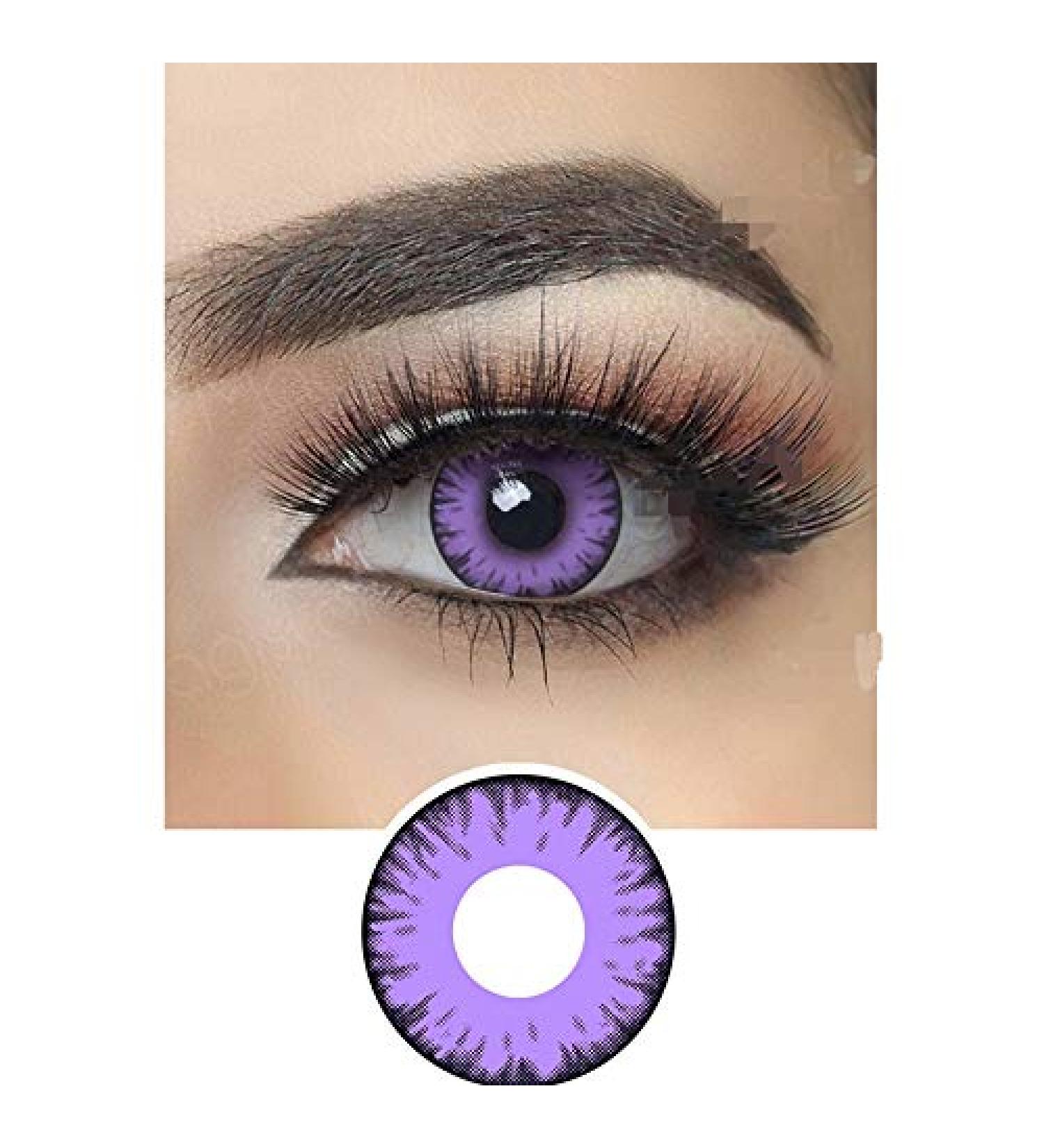Howwo 2pcs / 1pair Annual Halloween Contact lenses Luminated Color Cosplay Colored Contact Lenses For Anime Axes 0.00 Dioptries (Color: Lila Lenses Degree: 0)