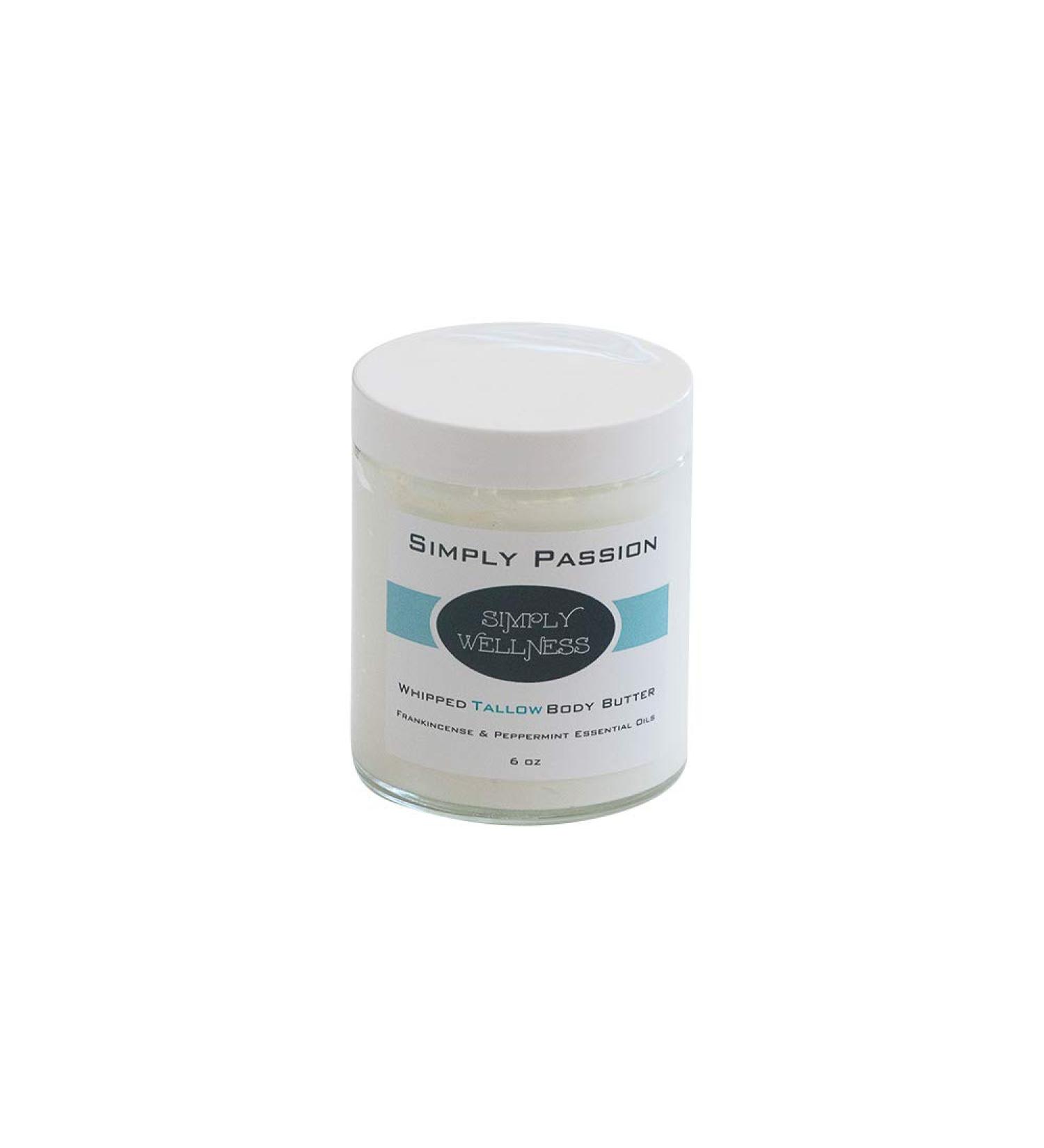 PASSION Whipped Body Butter with Frankincense & Mint - Large 6 oz Glass Jar | 100% Natural | Revives Aging Skin, Relieves Eczema, Psoriasis & Scars - Buy Online on GoSupps.com
