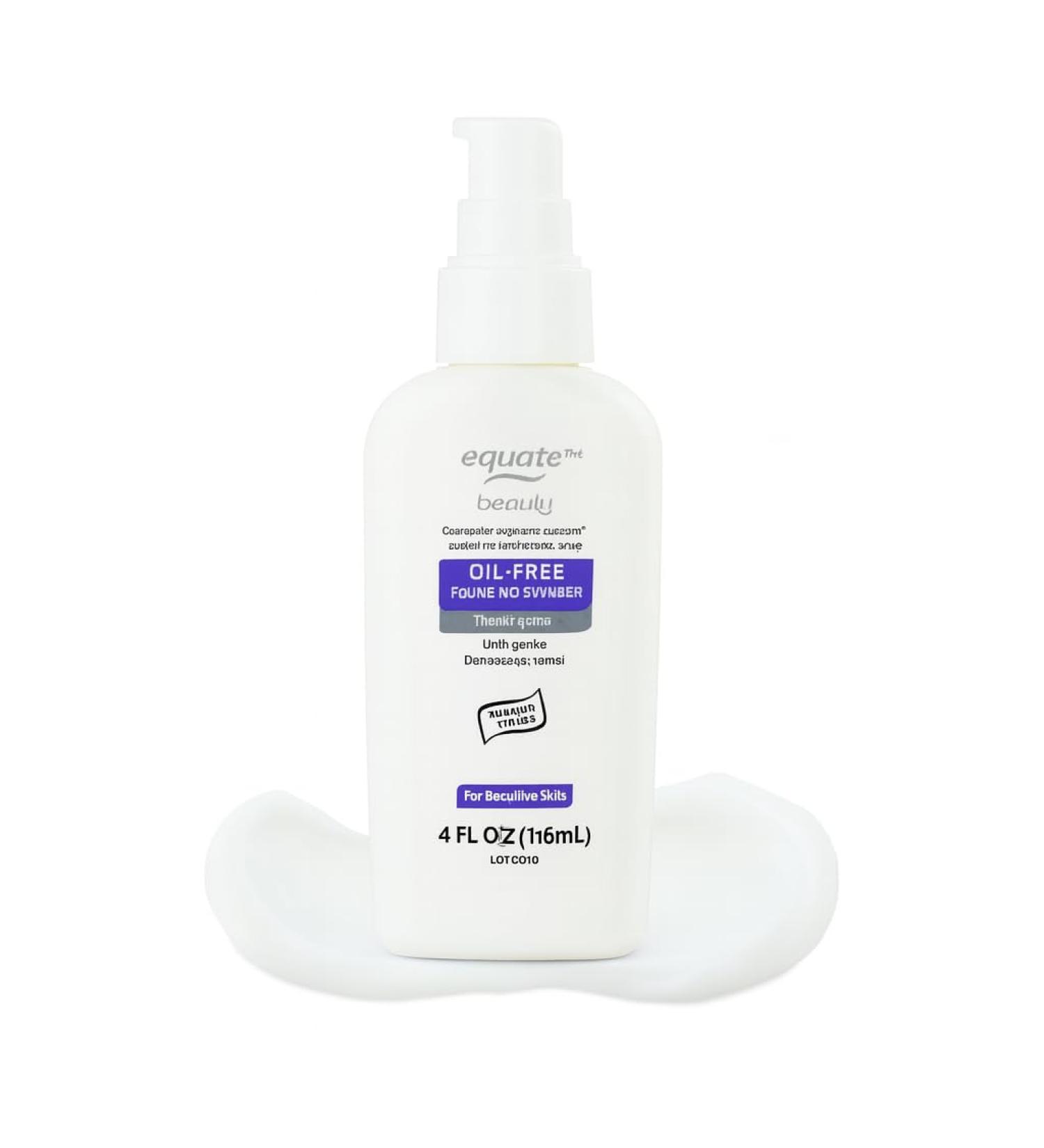 Equate Beauty Oil-Free Facial Moisturizer for Sensitive Skin Fragrance-Free Non-Comedogenic Hypoallergenic Lightweight Face Lotion 4 fl oz