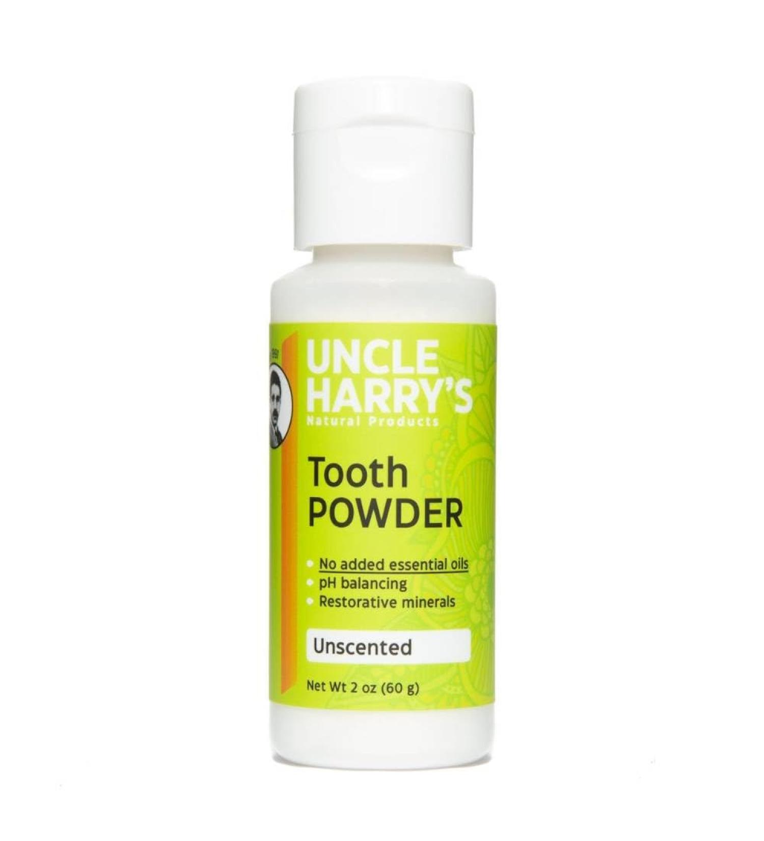 Uncle Harry's Unscented Tooth Powder | Alkalizing All Natural Enamel Support for Sensitive Teeth | No Essential Oils | Powder Toothpaste for Gum Health & Fresh Breath (2 oz)