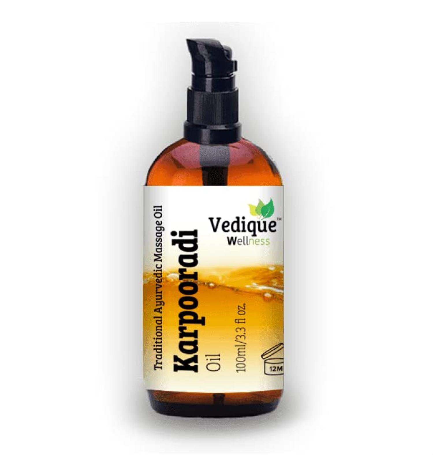 Vedique Remedies Karpooradi Oil 500ml - Ayurvedic Camphor-Rich Massage Oil for Muscles Joints & Deep Relaxation | 100% Natural - Buy Online on GoSupps.com