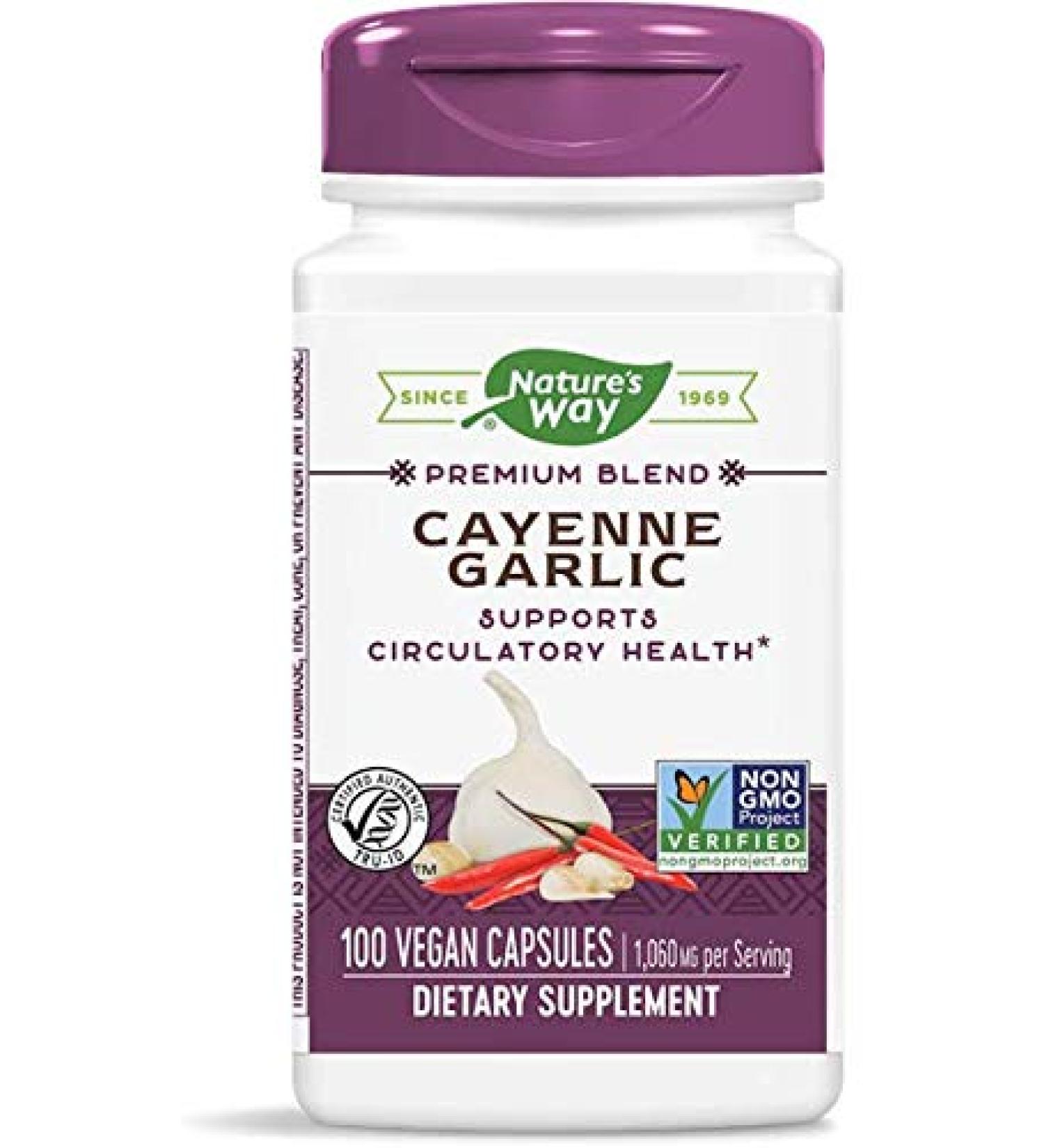 Nature's Way Cayenne Garlic 40,000 HU Potency 100 Vcaps - 100 Count - Buy Online on GoSupps.com
