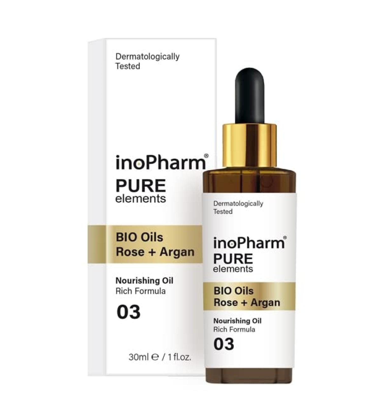 inoPharm Pure Elements Facial Serum with Organic Rose and Argan Oil Nourishing Dry Oil Serum with Rich Formula 30 ml - Buy Online on GoSupps.com