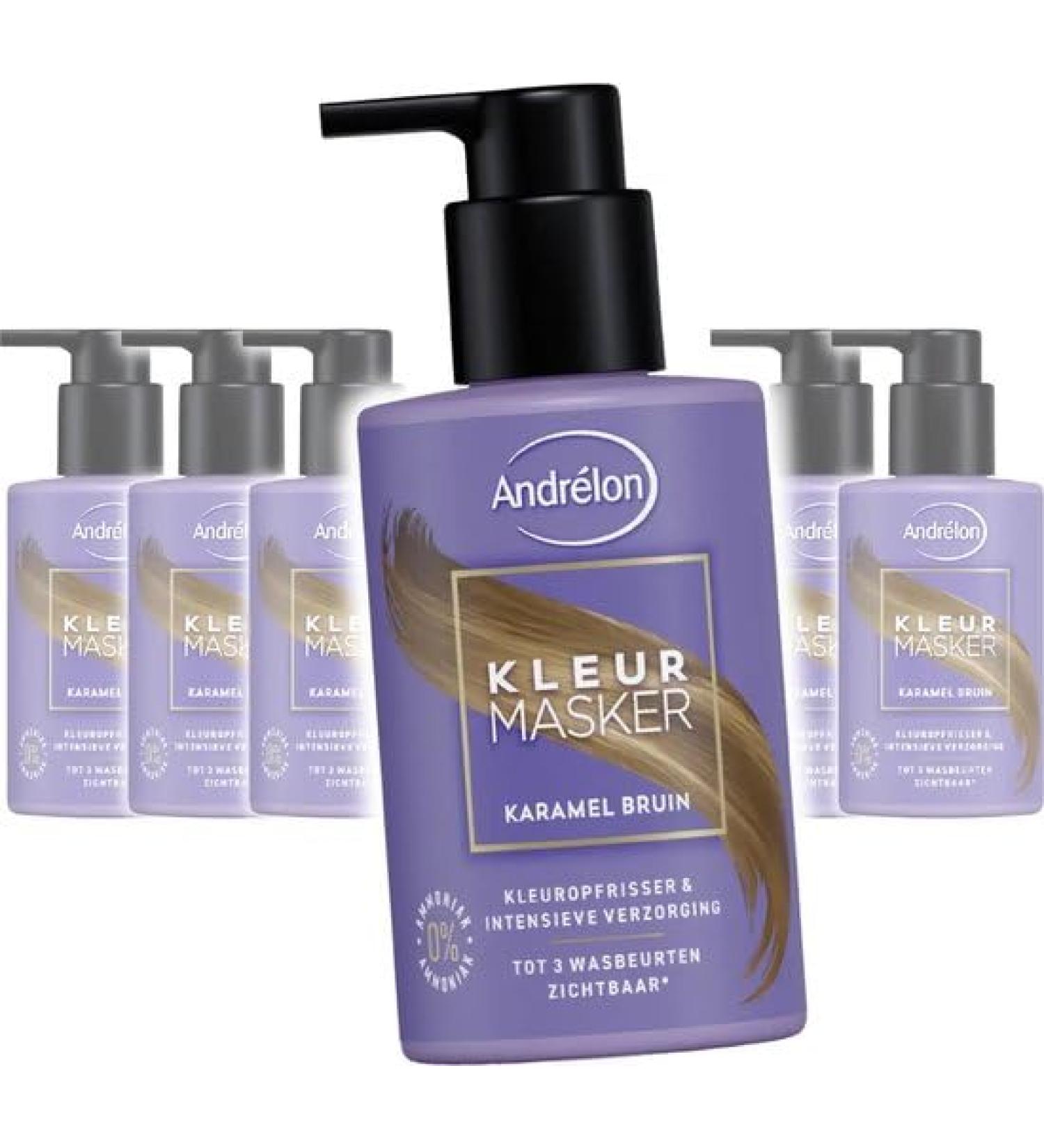 Andr lon Lot de 6 masques color s pour cheveux Marron caramel 200 ml