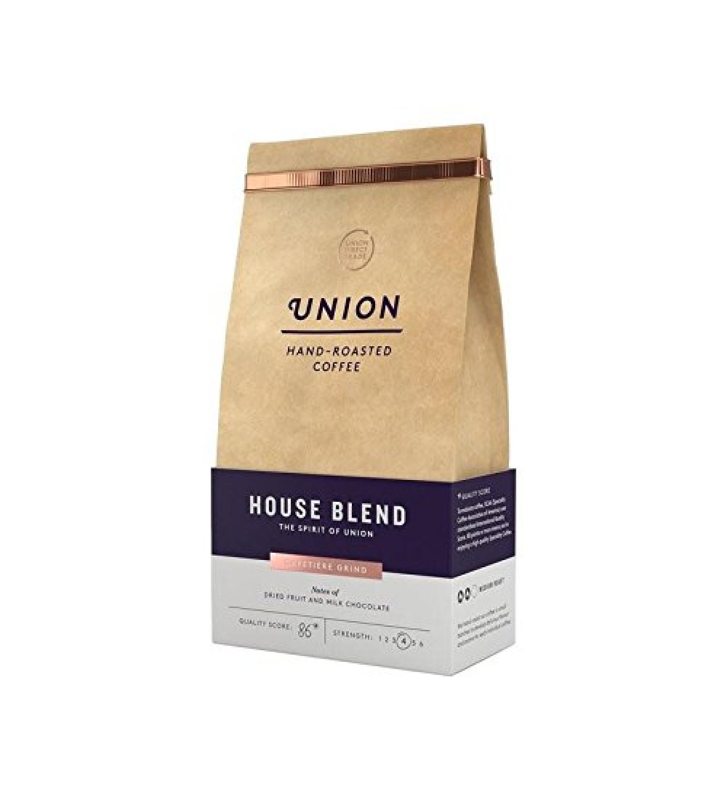 Union Coffee Medium Roast Cafetiere Grind - House Blend 200g - Pack of 4