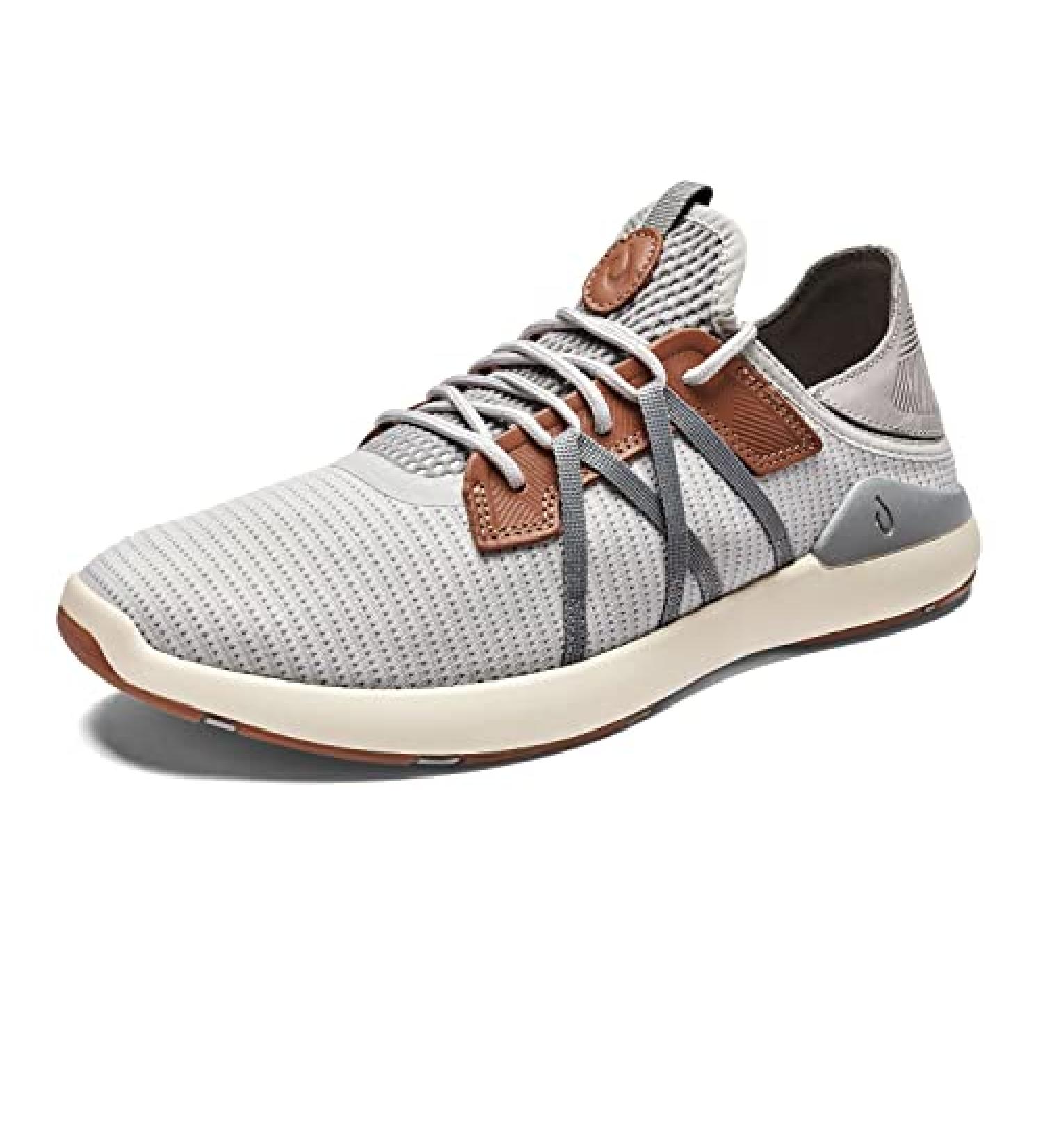 OLUKAI Mio Li Men's Athletic Shoe - Lightweight Mesh, Comfort Fit, Wet Grip Soles - 10.5 Mist Grey/Poi - Buy Online on GoSupps.com
