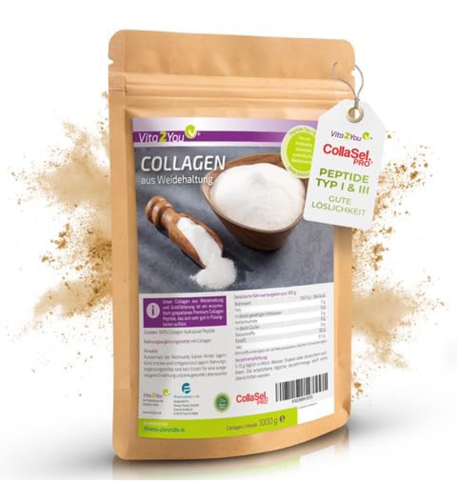 Vita2You Poudre de collag ne 1000 g - 100 % collag ne bioactif - Solugel - issus de l' levage - Peptides hydrolysats de type 1 et 3 - Prot ines - 1 kg - Qualit sup rieure - Buy Online on GoSupps.com