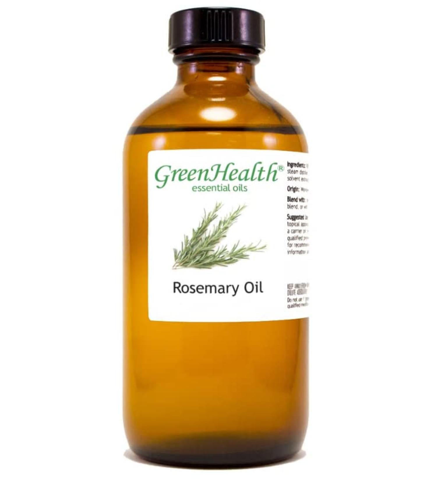 GreenHealth Rosemary Essential Oil - 8 fl oz (237 ml) Glass Bottle with Cap - 100% Pure Essential Oil - Buy Online on GoSupps.com
