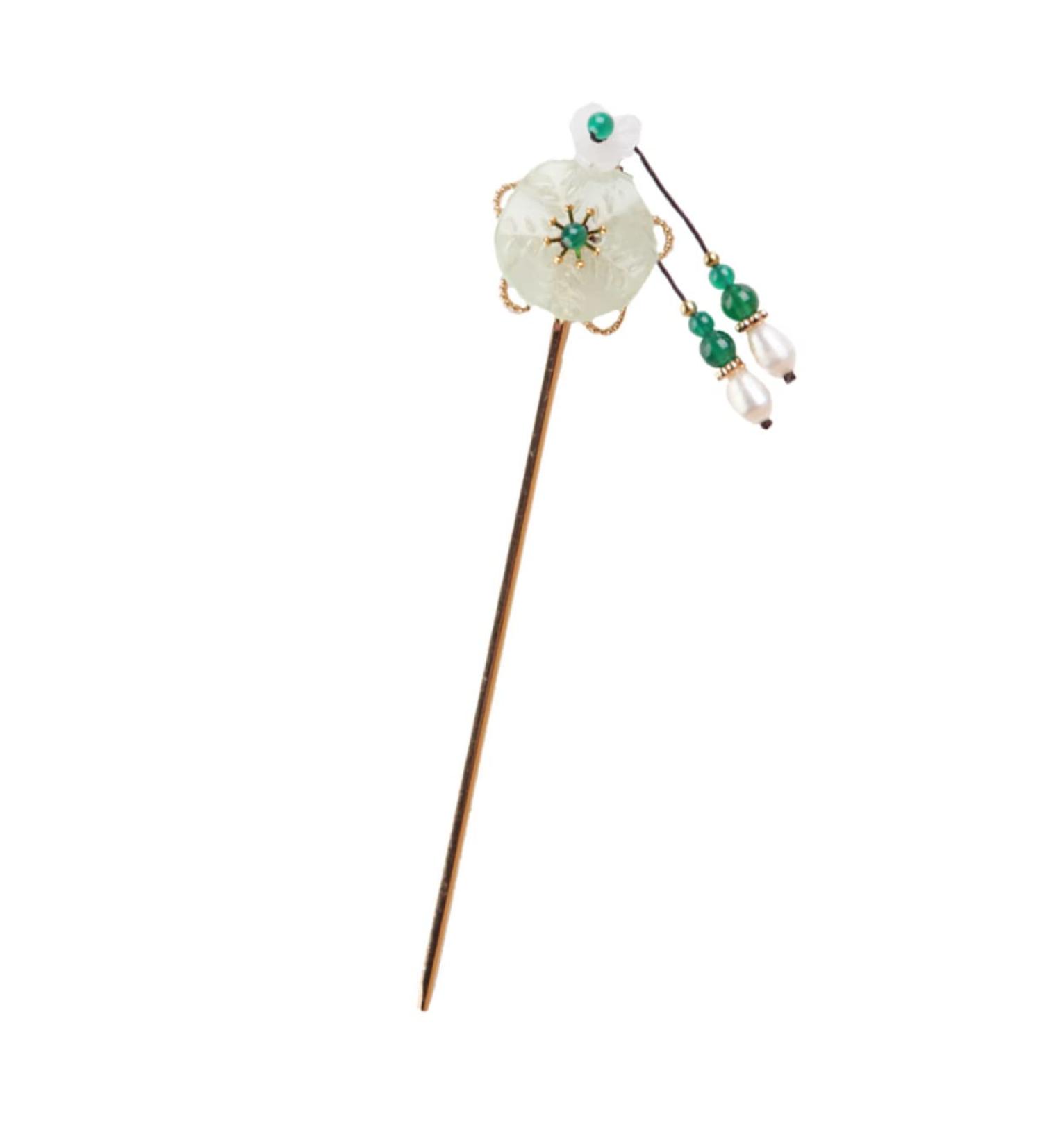 Mikinona Antique Hairpin Green Hair Clips Hanfu Girls Headwear Green Vintage Hairpin Chinese Handmade Hair Accessories Retro Chinese Stylish Clips Retro Hair Pin Copper Bride Walk - Buy Online on GoSupps.com