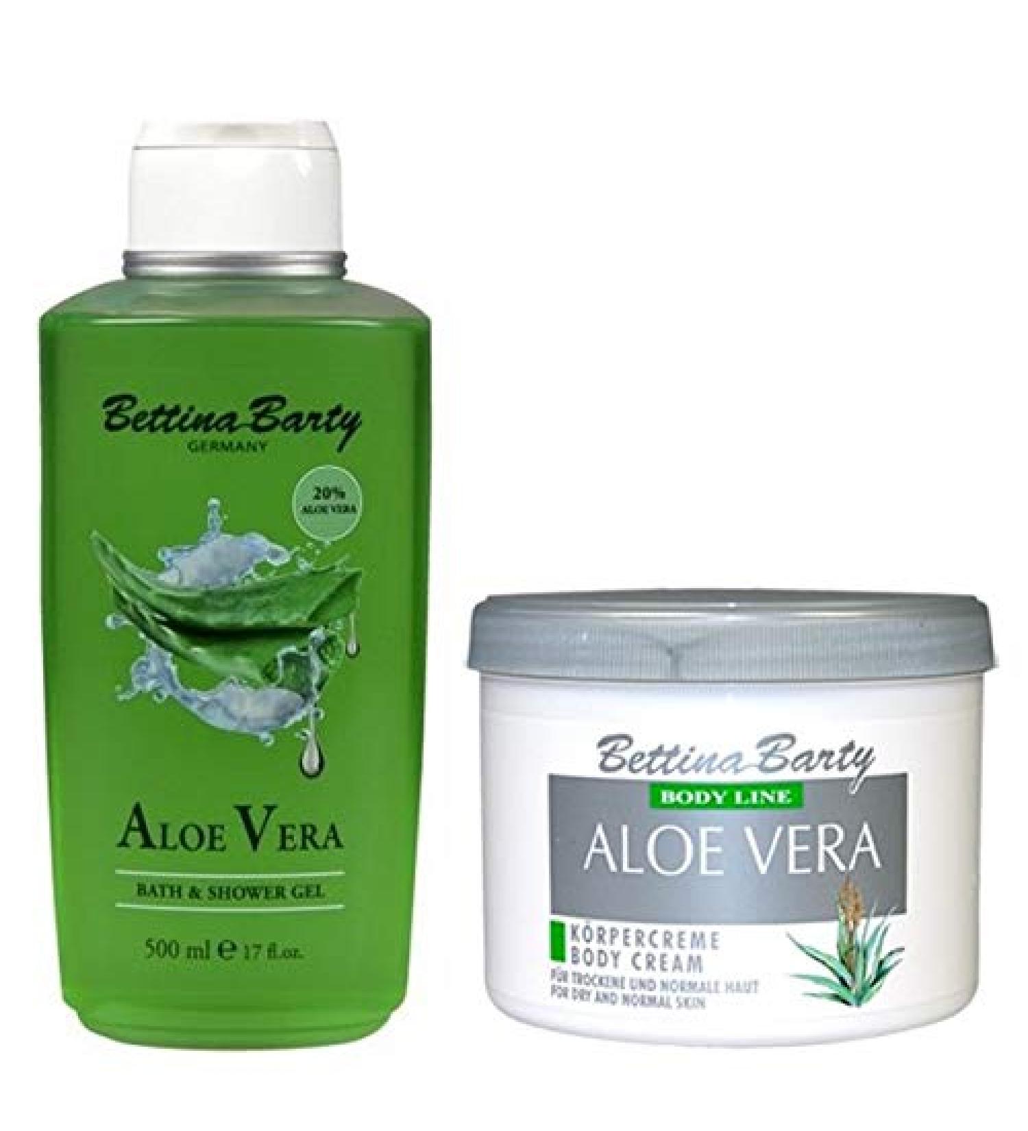 Bettina Barty Aloe Vera Shower Gel & Body Cream Set - 500 ml | Moisturizing Skincare for All | International Shipping Available - Buy Online on GoSupps.com