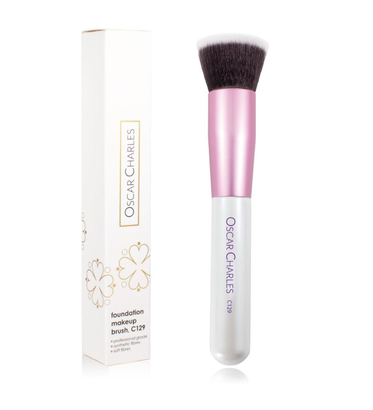 Oscar Charles Foundation Brush C129 Flat Top foundation brush for liquid Makeup Brush Pink/White - Buy Online on GoSupps.com