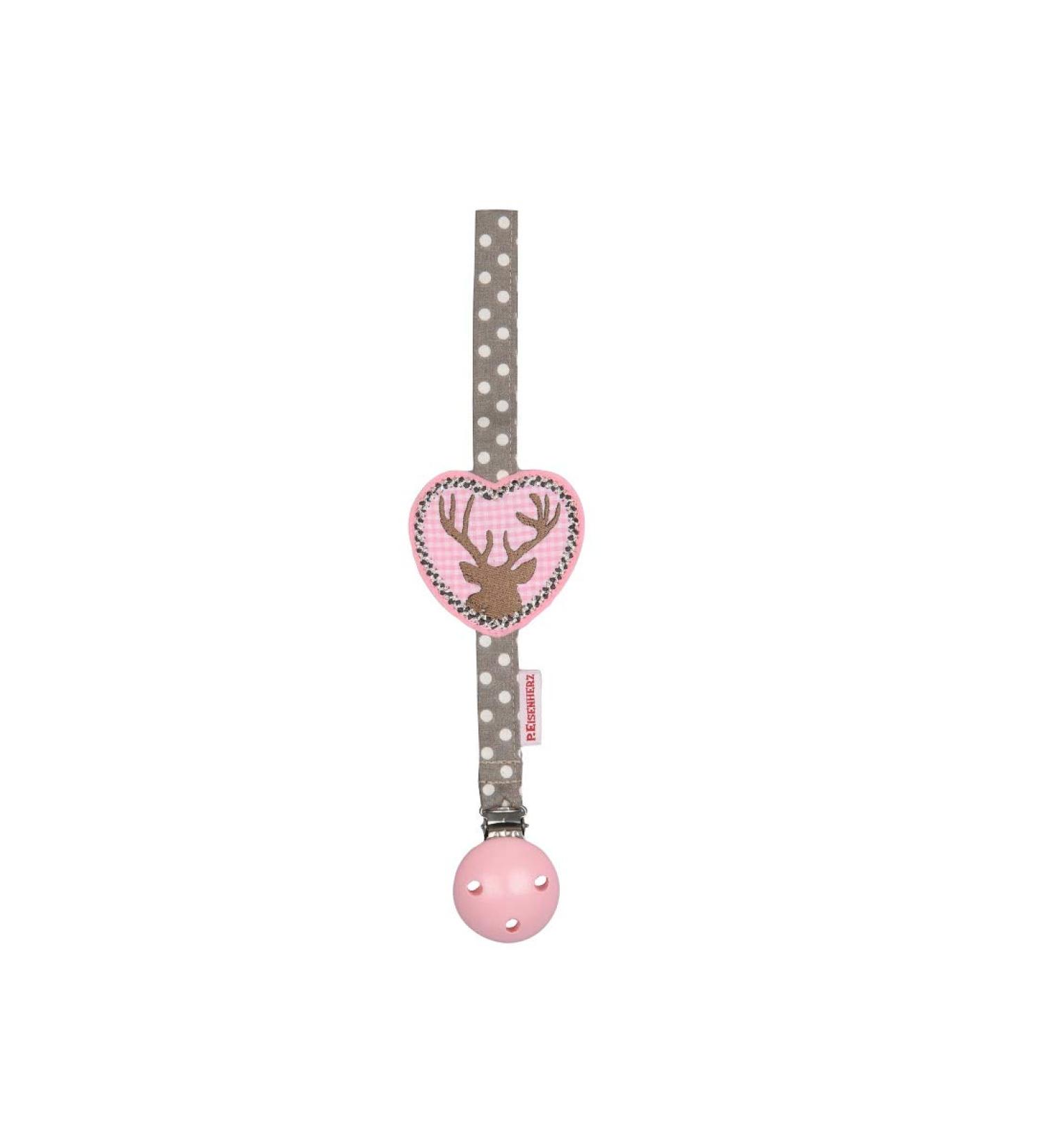 P.Eisenherz pacifier strap - deer MADL - pink