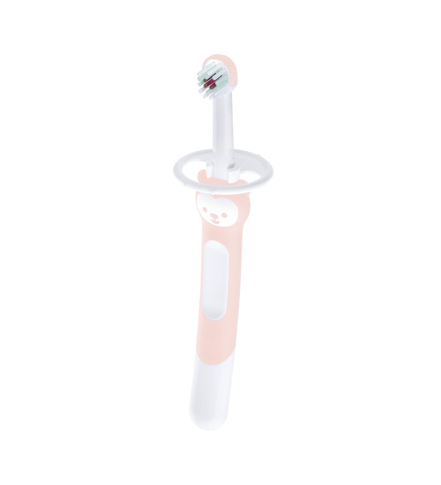 MAM Training Toothbrush for Babies with Safety Shield | Brushy The Bear Character | Interactive App | Pink - Ideal for Girls 5+ Months - Buy Online on GoSupps.com