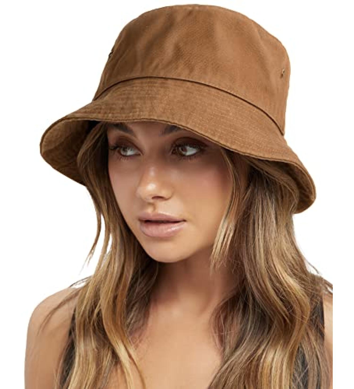 Washed Cotton Packable Bucket Hat for Women/Men - Dark Orange, Medium-Large - Buy Online on GoSupps.com
