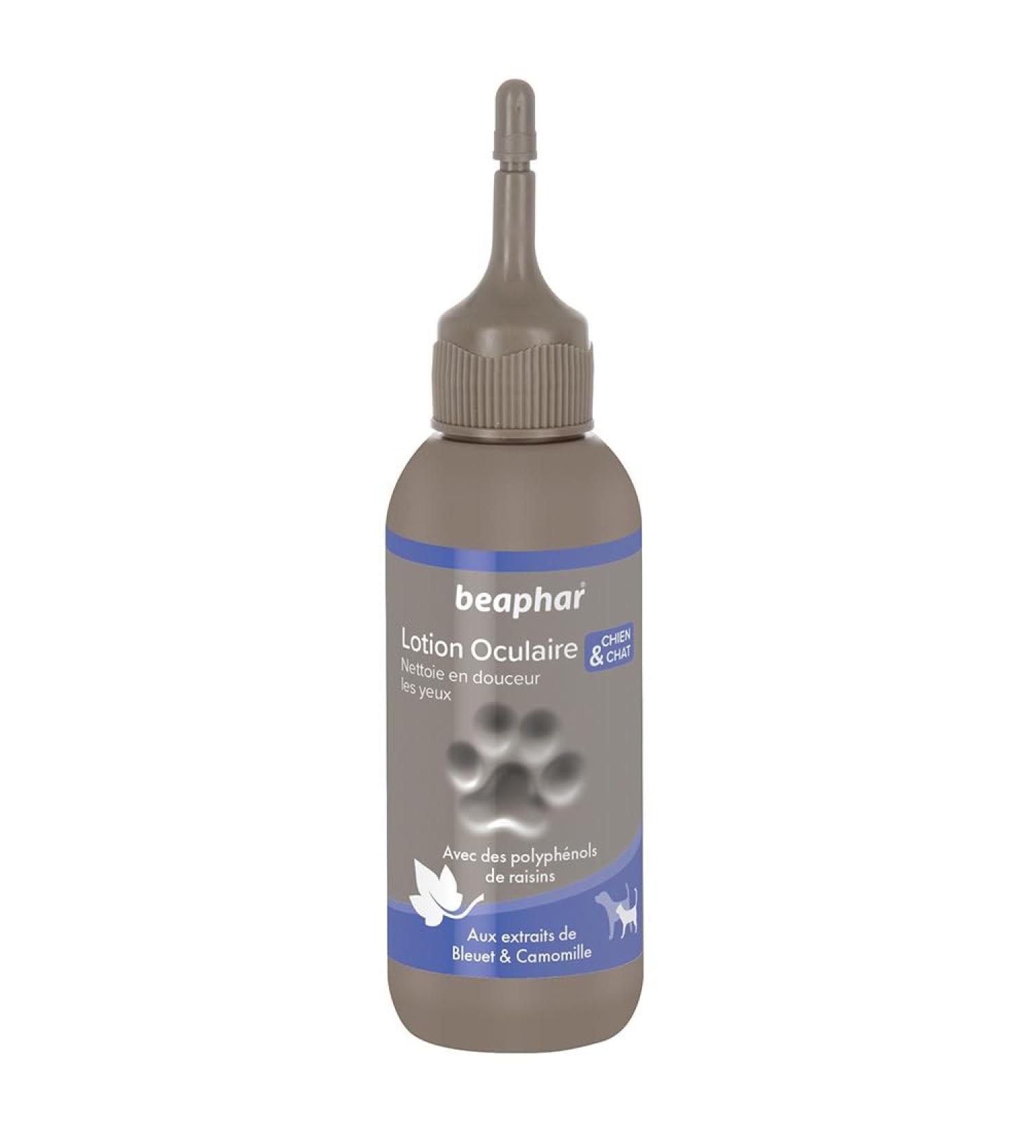BEAPHAR Premium Eye Lotion for Dogs and Cats With Grape Polyphenols Contains Chamomile and Cornflower Gently Cleanses Eyes Practical and Easy to Use 125 ML