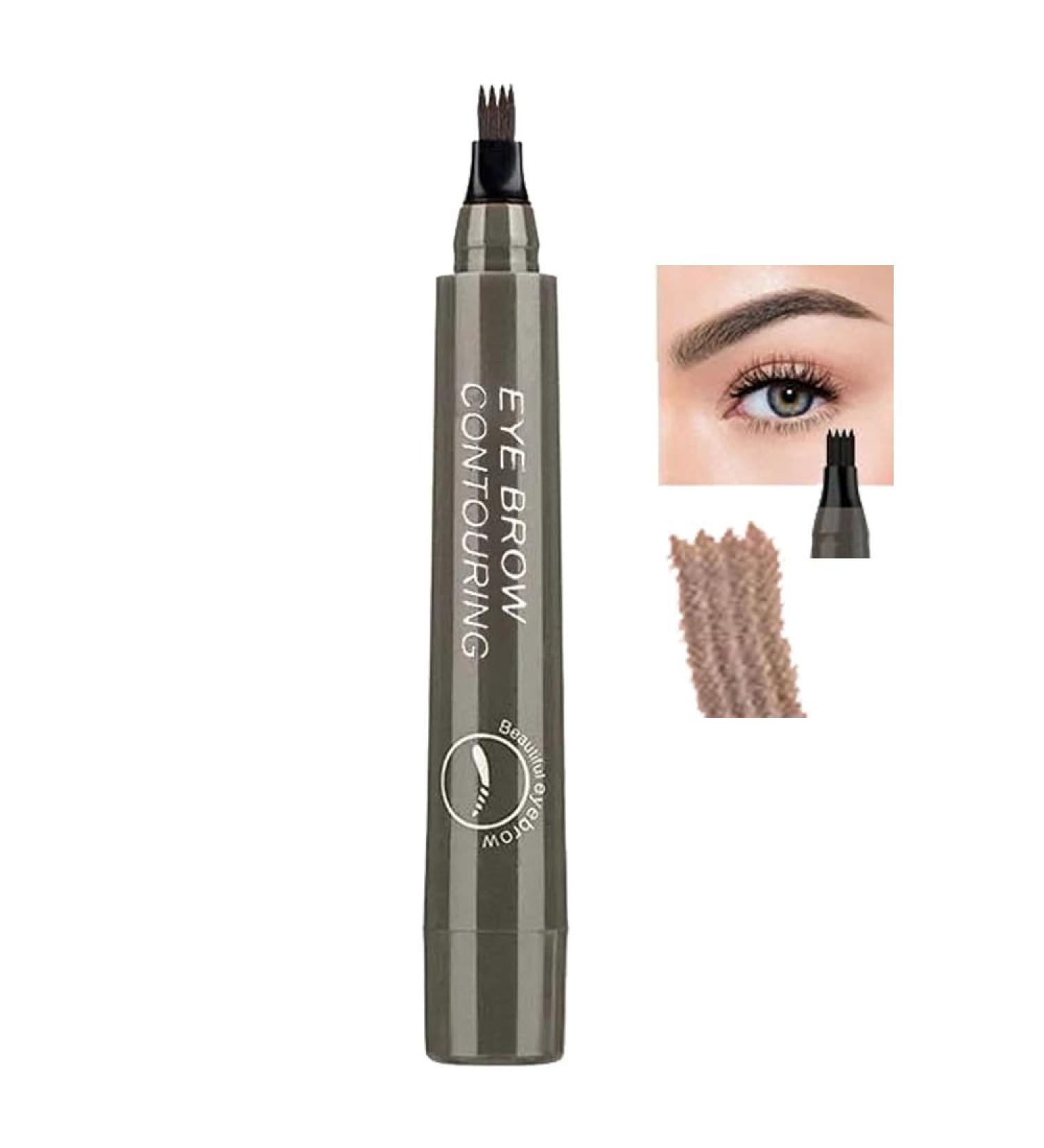 Buy 3D Waterproof Micro-Fork Eyebrow Pen - Lasting Natural Look | Professional Fine Sketch Pencil 4# Beige - International Shipping Available - Buy Online on GoSupps.com