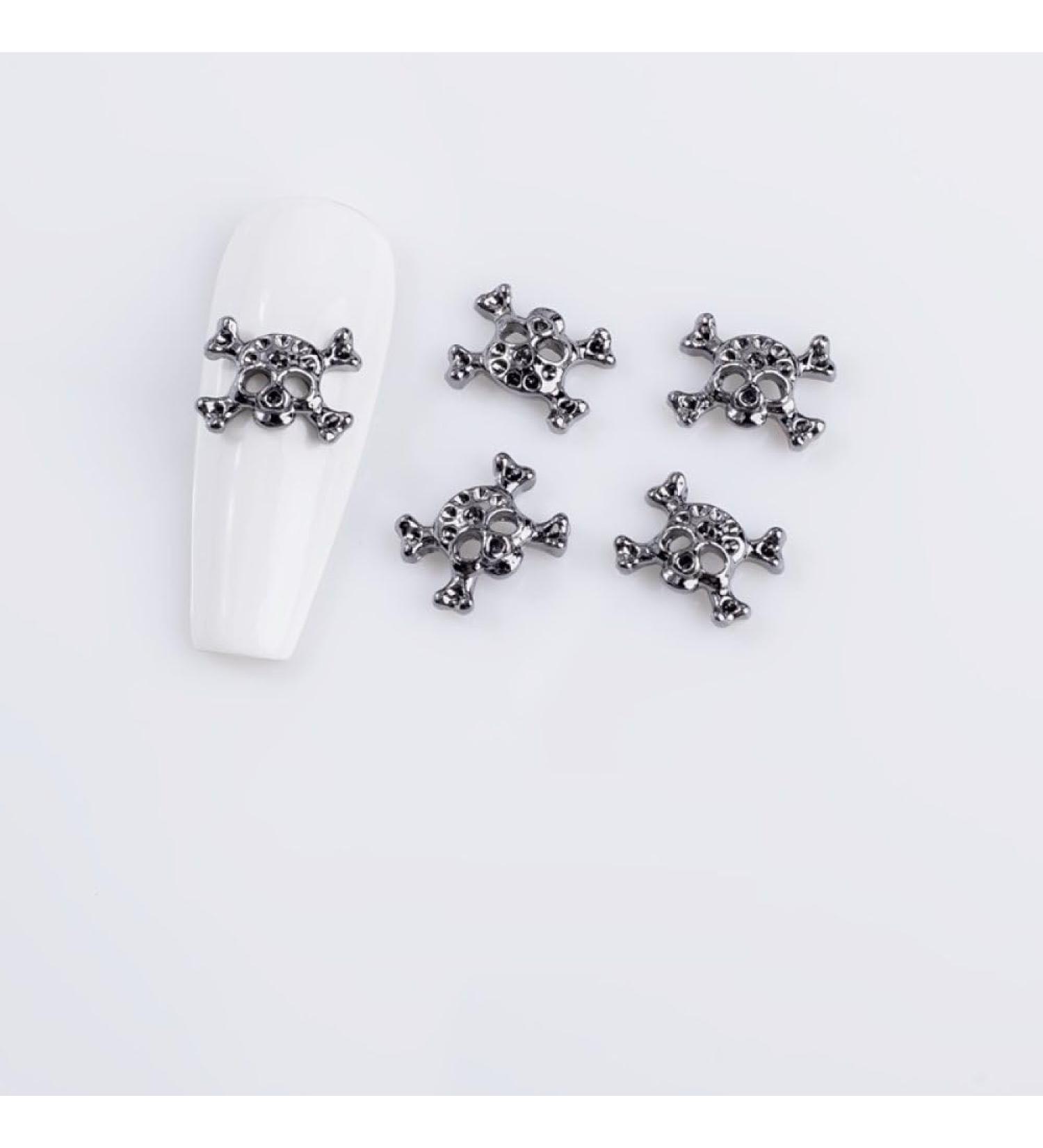 qbodp 50 Pcs Halloween Dark Style Nail Charms Fashion Nail Ornaments Skull Decorations for Nail Nail Supplies Nail Art Decoration Accessories