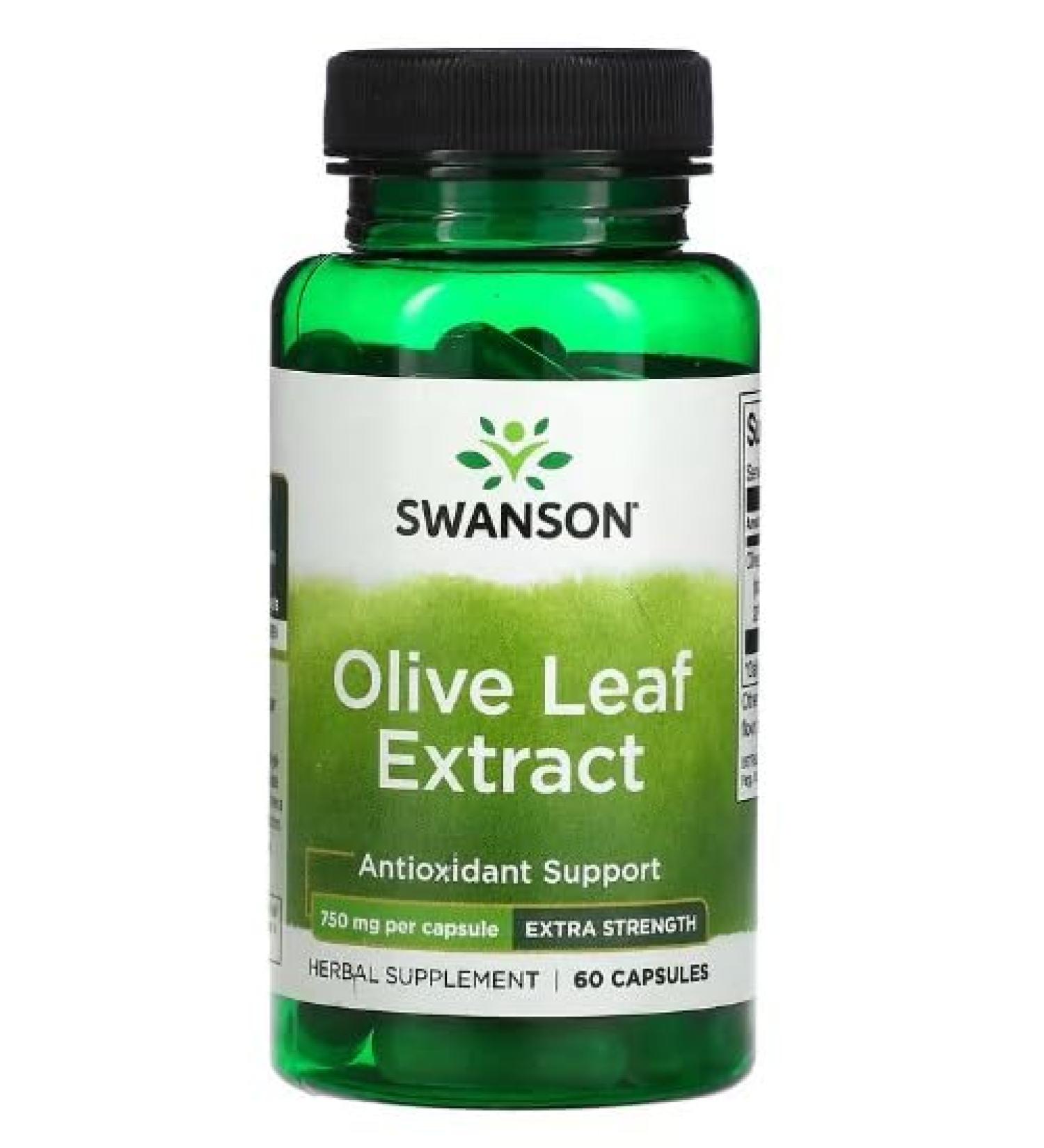 Swanson Olive Leaf Extract 750mg - 60 Capsules | Super Powerful Natural Supplement for Immune Support and Antioxidant - Buy Online on GoSupps.com