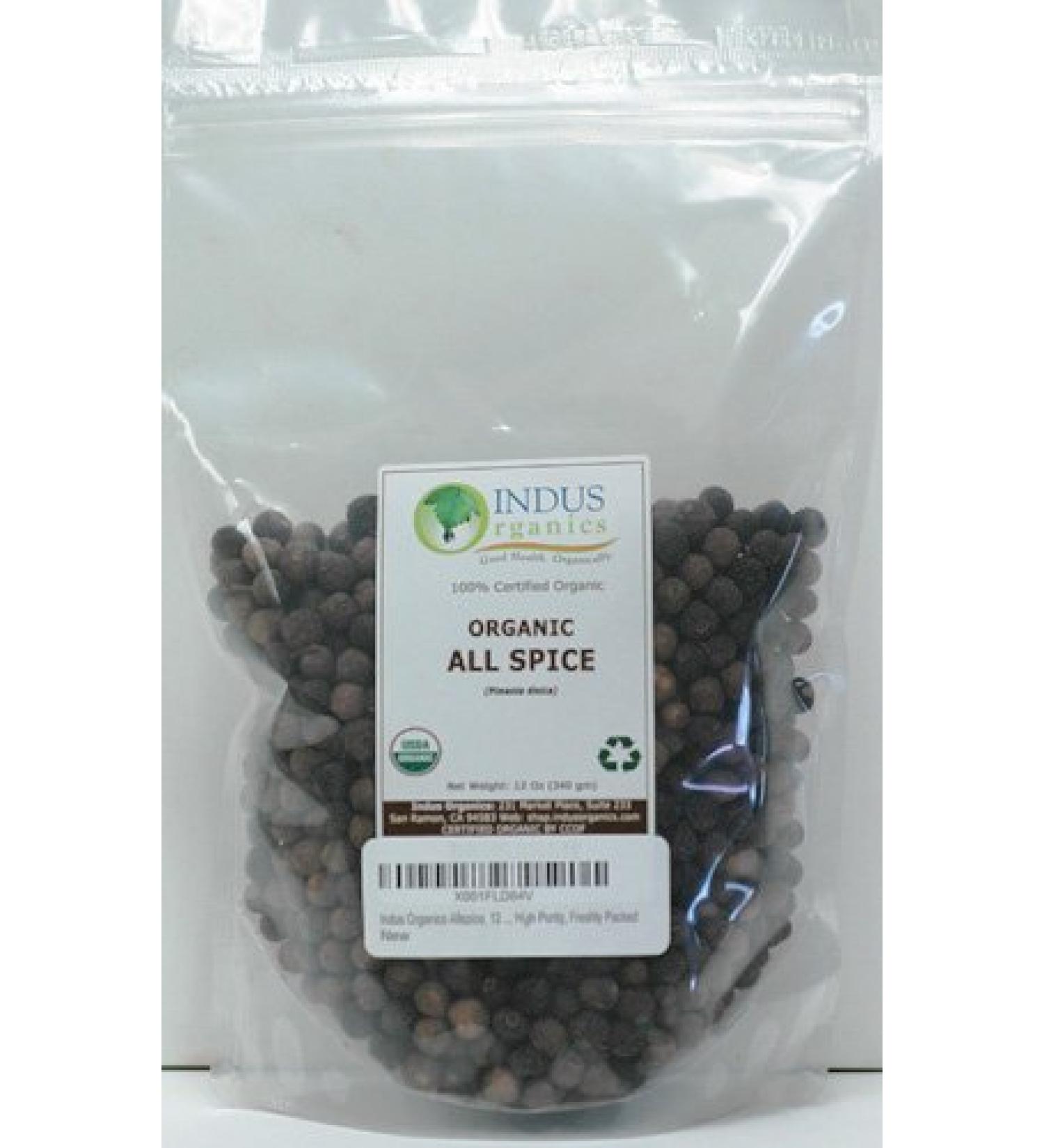 Indus Organics Allspice Berries 12 Oz - Premium Grade, High Purity, Freshly Packed Whole Bag - Buy Online on GoSupps.com