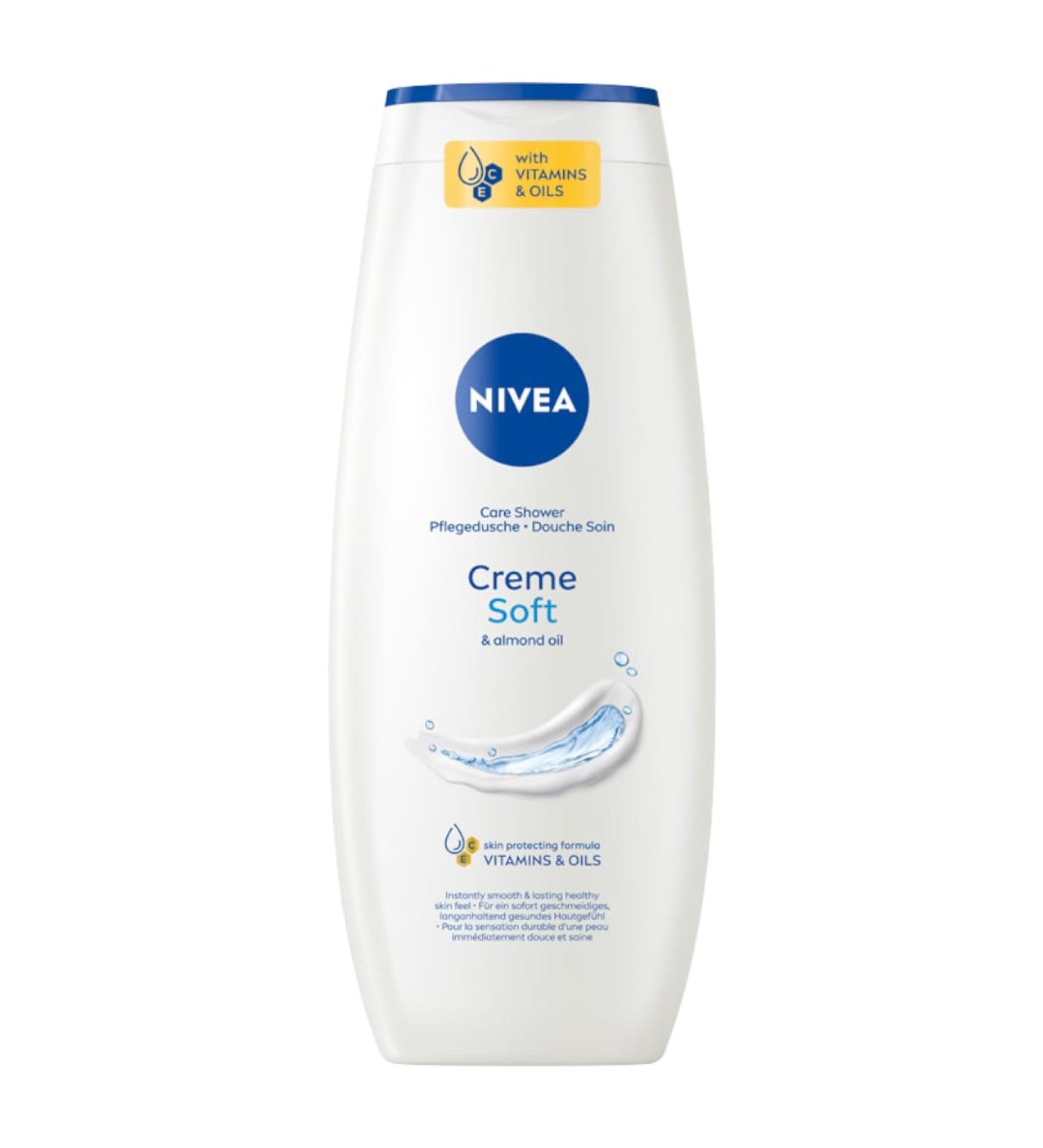 NIVEA Creme Soft Nourishing Shower Gel with Almond Oil Gentle Cream Cleansing Body Wash 500 ml (16.9 oz) Silky Soft Foam for Smooth & Hydrated Skin - Buy Online on GoSupps.com