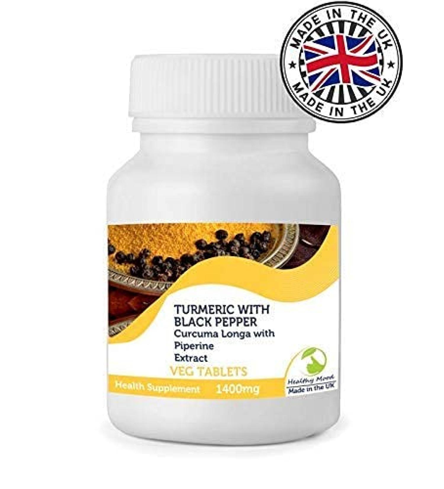 Turmeric with Black Pepper 30 Tablets | Curcuma Longa & Piperine Extract 1400mg | Health Dietary Supplement for Optimal Nutrition - Buy Online on GoSupps.com