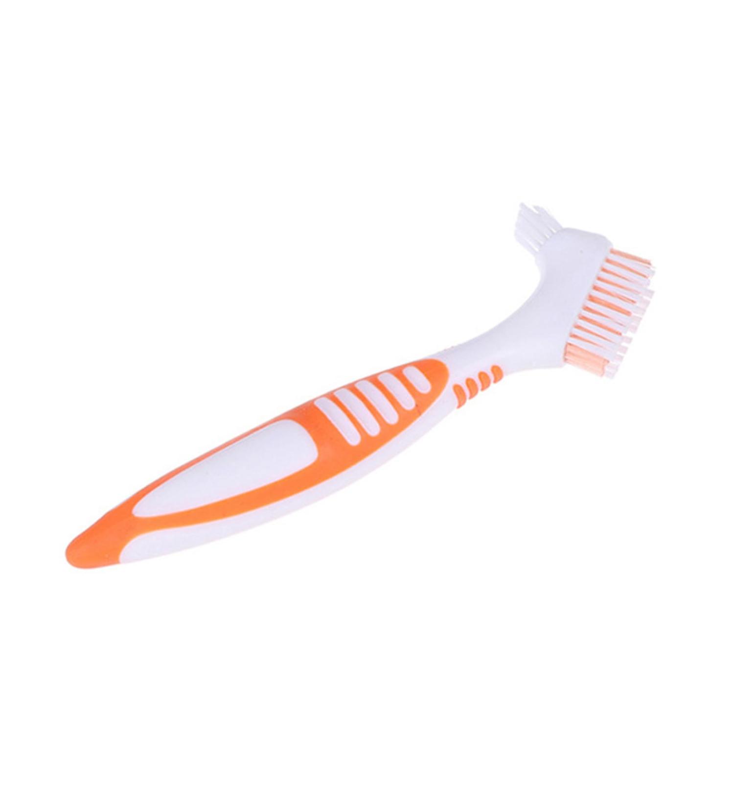 Libcflcc Double-Sided Dentures Toothbrush - Ergonomic Design for False Teeth Care | Multi-Layered Bristles & Zigzag Pattern in Sunset Chevron - Ideal for Home Use - Buy Online on GoSupps.com