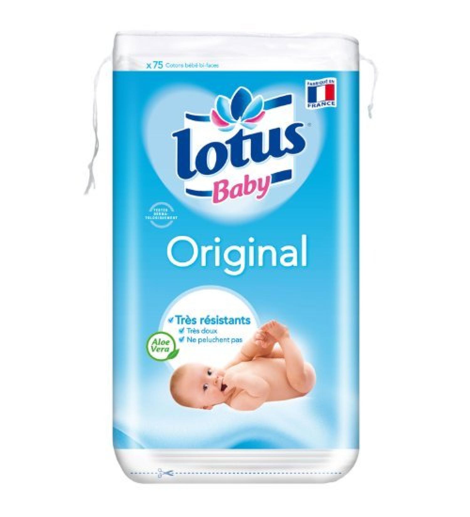 Lotus Baby Original Double-Sided Cotton Squares x 75 Pack of 10
