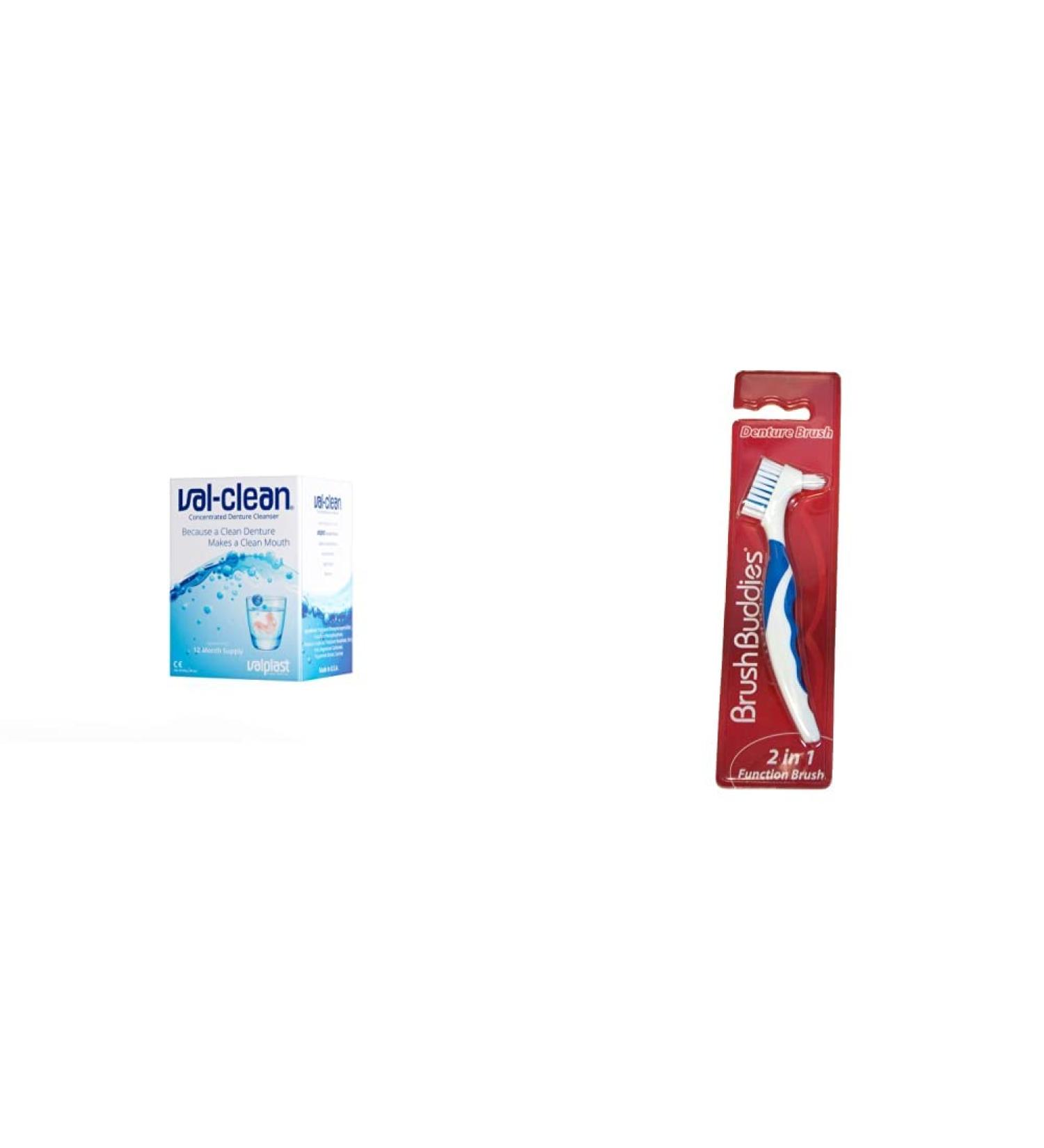 Val-Clean 20201 Concentrated Denture Cleaner & Brush Buddies Assorted Colors Denture Brush - Complete Denture Cleaning Solution - Buy Online on GoSupps.com