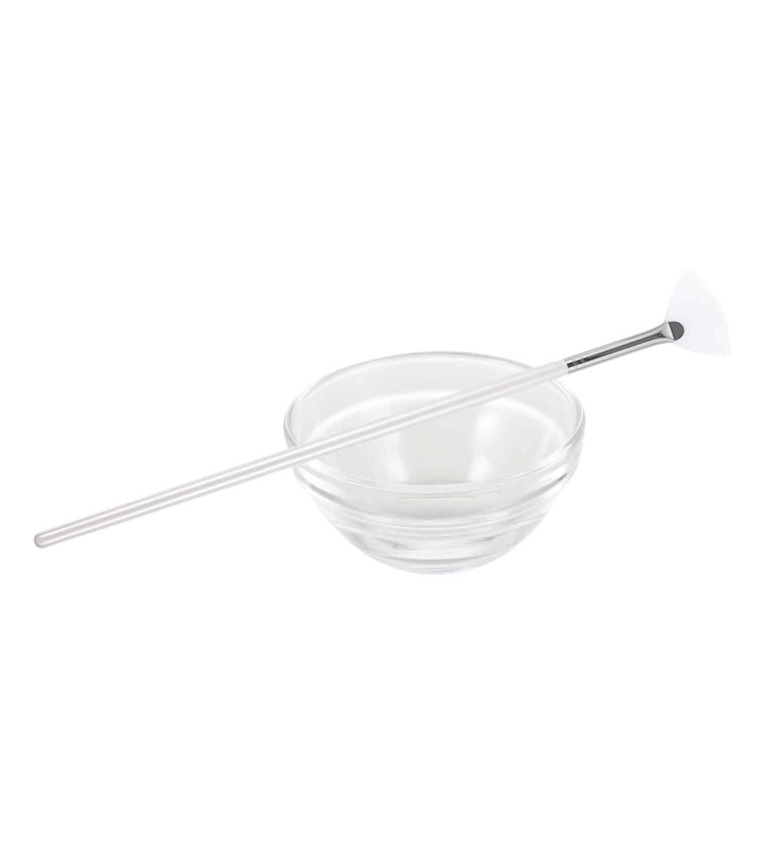 DOITOOL Beauty White Brush Facial Mud Brush Glass Mud Bowls Make up for Beauty Tools Body Butters Facial Tools Mixing Bowls Bristle Brush Nylon Pearlescent - Buy Online on GoSupps.com