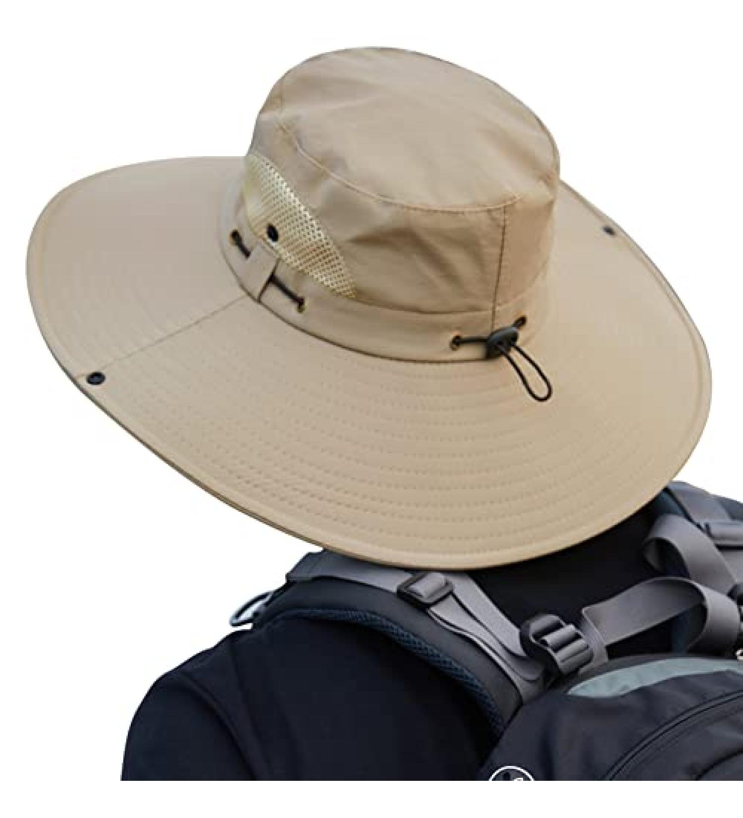 Muryobao Men's UPF 50+ Waterproof Wide Brim Bucket Fishing Hat - Beige - Buy Online on GoSupps.com