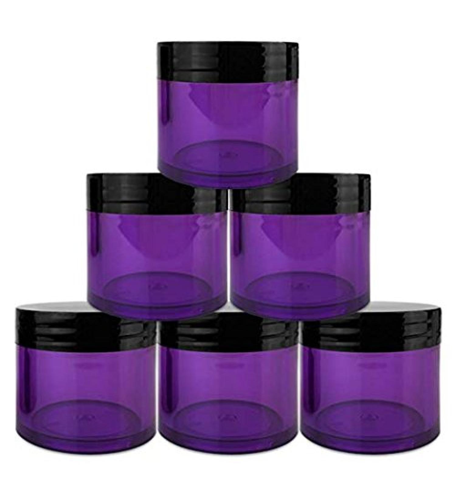 Buy Beauticom 6 Pieces Acrylic Round Clear Jars - Perfect for Creams Lotions Makeup Cosmetics & More - Purple Base with Black Lids - International Shipping Available - Buy Online on GoSupps.com