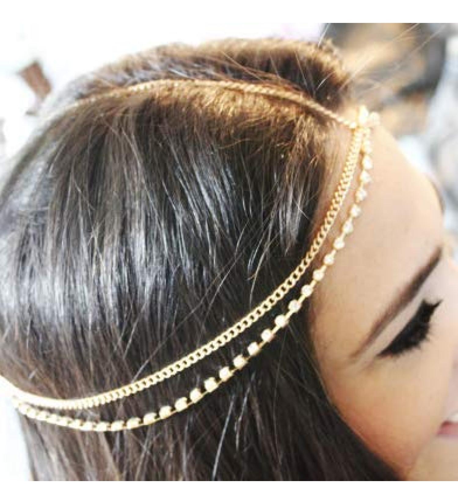Fstrend Boho Layered Head Chain - Sparkling Rhinestone Headpiece (Gold) for Women | Wedding Crystal Jewelry, Halloween Accessory - Buy Online on GoSupps.com